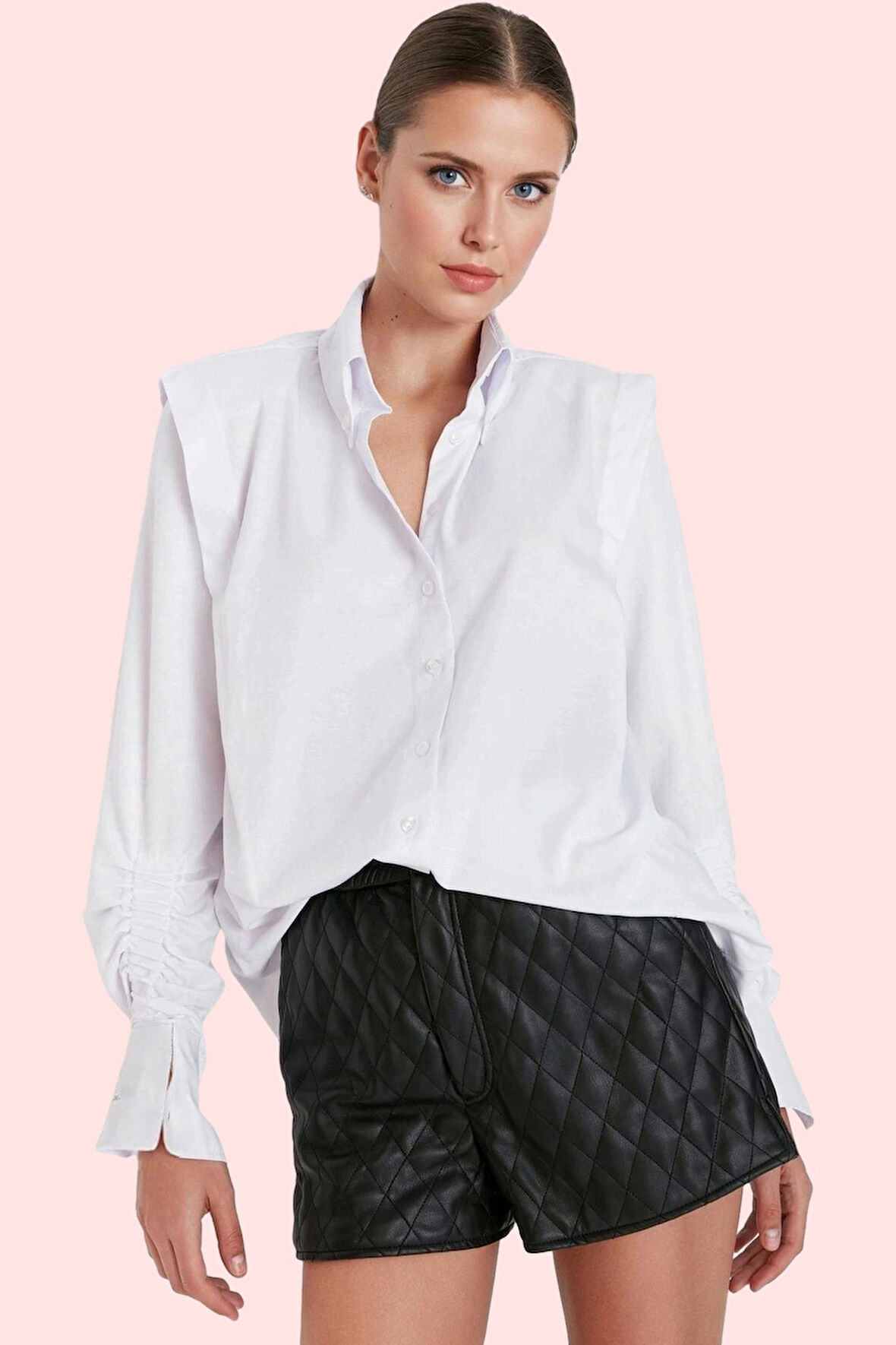 Kadın Basic Gömlek Uzun Kollu Yaka Düğmeli Dokuma Poplin Günlük Stil Yaz Aylarının Vazgeçilmezi