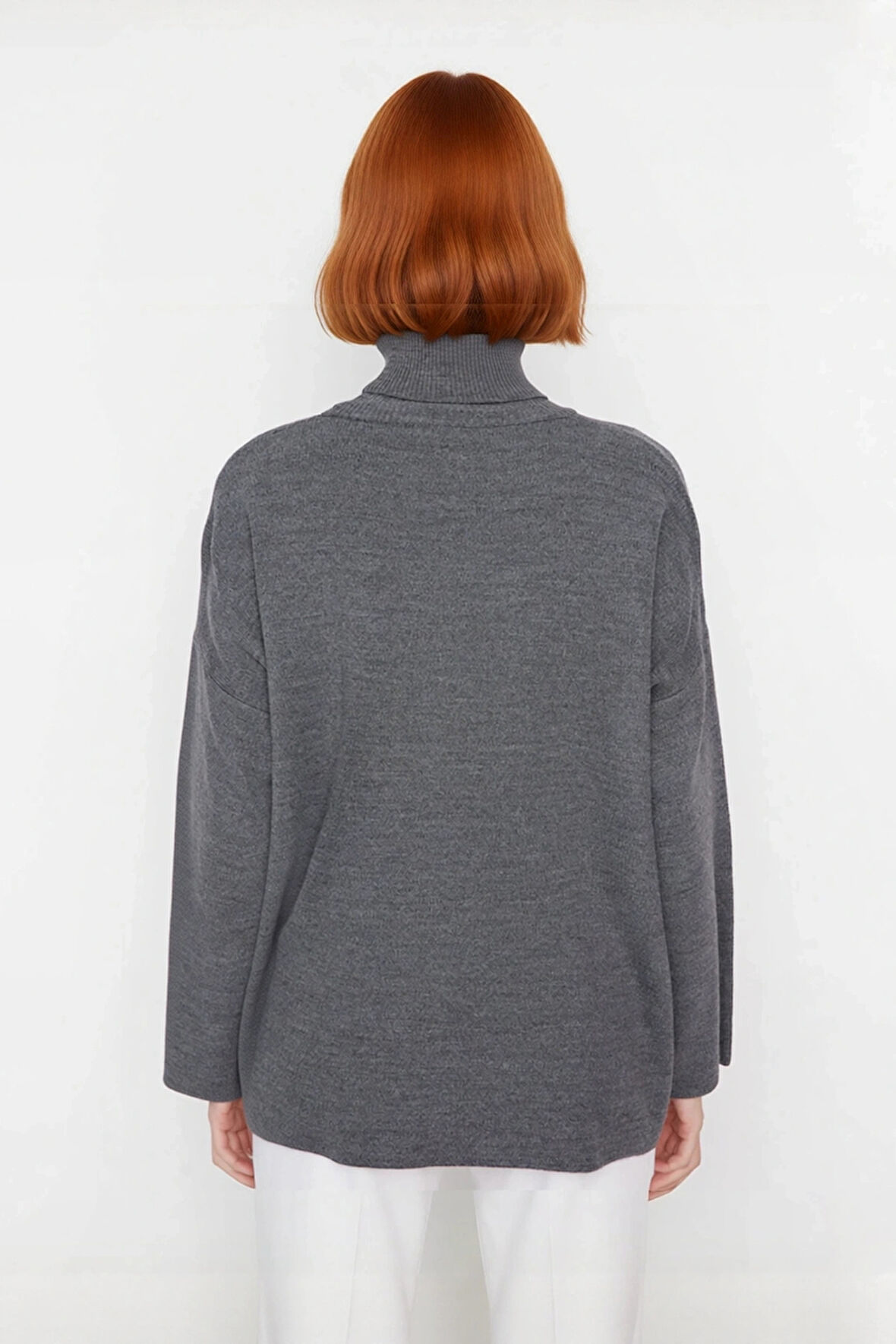 Kadınlar İçin Konforlu Oversize Basic Düşük Kol Balıkçı Yaka Triko Kazak Kış Günleri Şıklığı