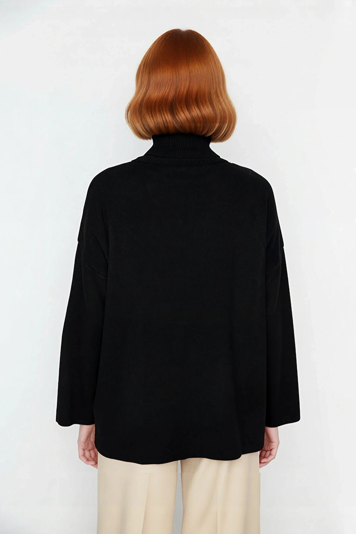 Kadınlar İçin Konforlu Oversize Basic Düşük Kol Balıkçı Yaka Triko Kazak Kış Günleri Şıklığı