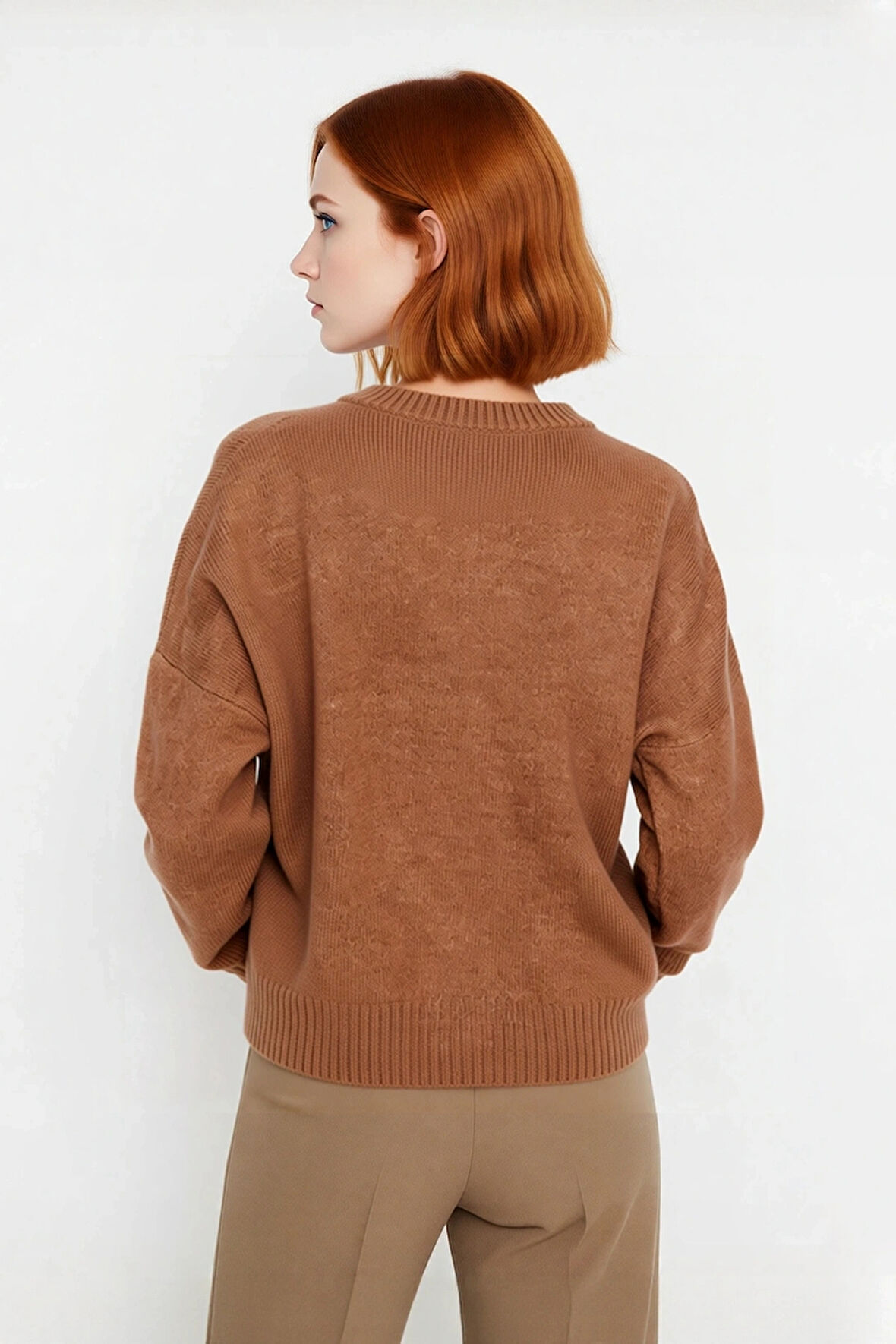 Kadın Günlük Oversize Düşük Kol Dik Yaka Uzun Triko Kazak Kışlık Şık Basic Rahatlık Sunar Kaliteli