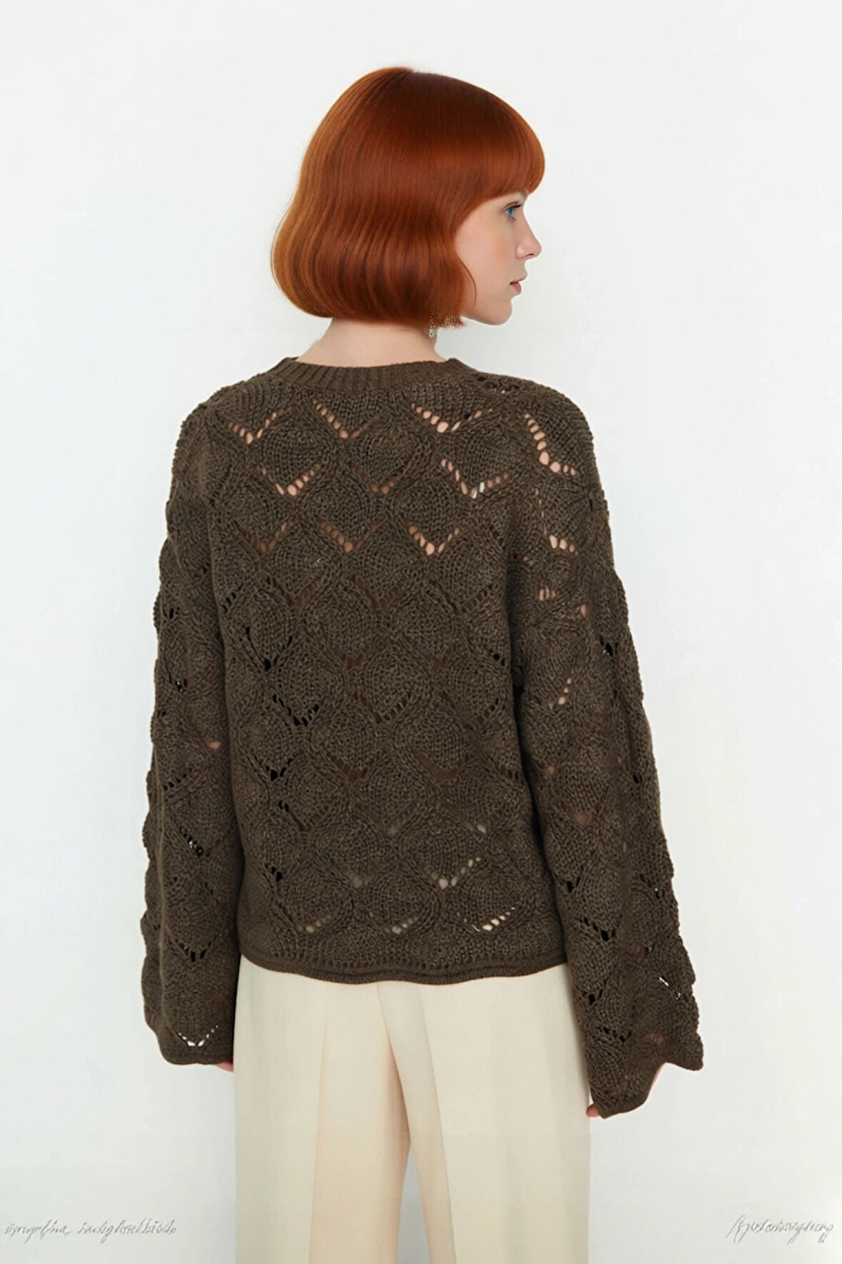 Kadın Ajurlu Oversize Bisiklet Yaka Triko Kazak Modern ve Rahat Stil İçin Kışlık Seçim Kaliteli