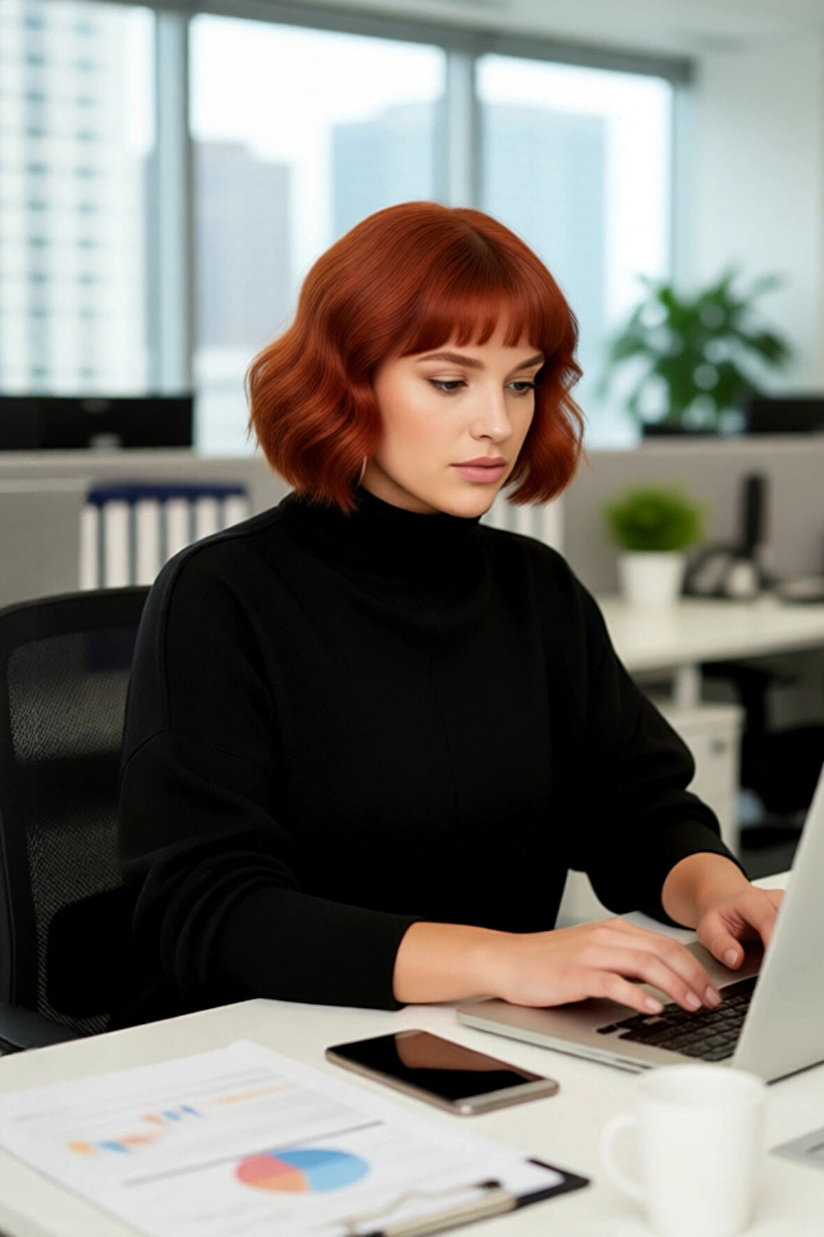 Kadın Uzun Boy Triko Dik Yaka Düşük Kol Rahat Kalıp Büyük Beden Yanları Yırtmaçlı Kazak Kış