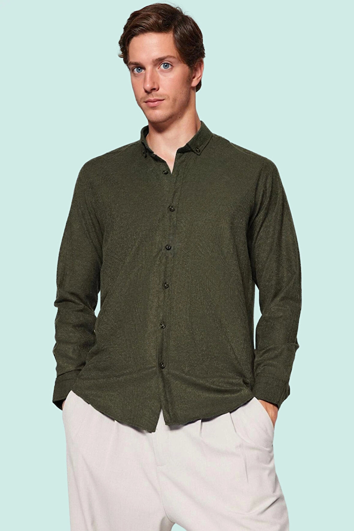 Erkek Düğmeli Gömlek Kışlık Flanel Standart Kol Casual Tarz Günlük Kullanım Modern Tasarım