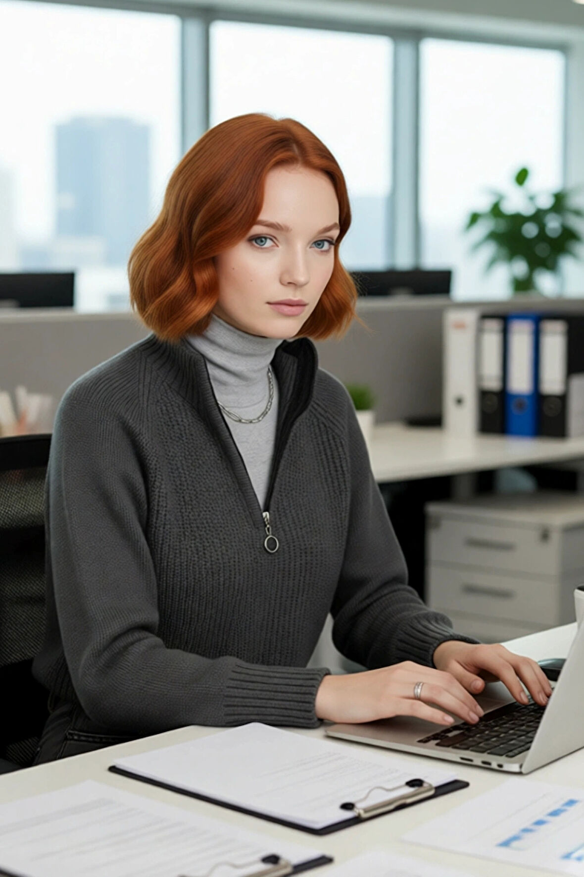 Kadın Selanik Dokuma Regular Kalıp Crop Dik Yaka Fermuarlı Uzun Kollu Triko Kazak Günlük Şıklık