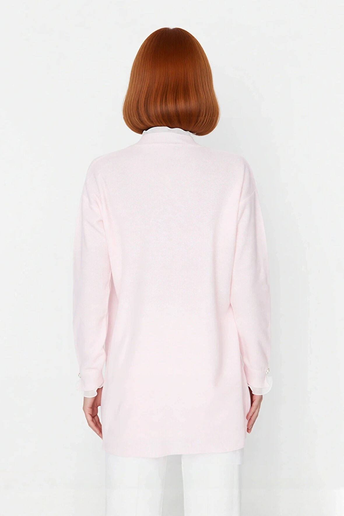 Kadın Feminine Persona Kışlık Regular Kalıp Düşük Kol Pike Dokuma Düz Desen Tunik Kazak Modeli