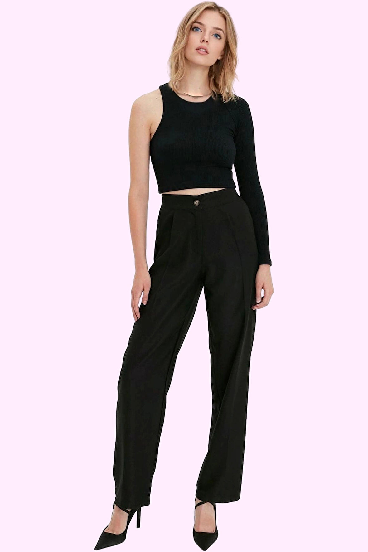 Kadın Straight Poliviskon Dokuma Pantolon Geniş Paça Yüksek Bel Kışlık Yaz Aylarının Vazgeçilmezi