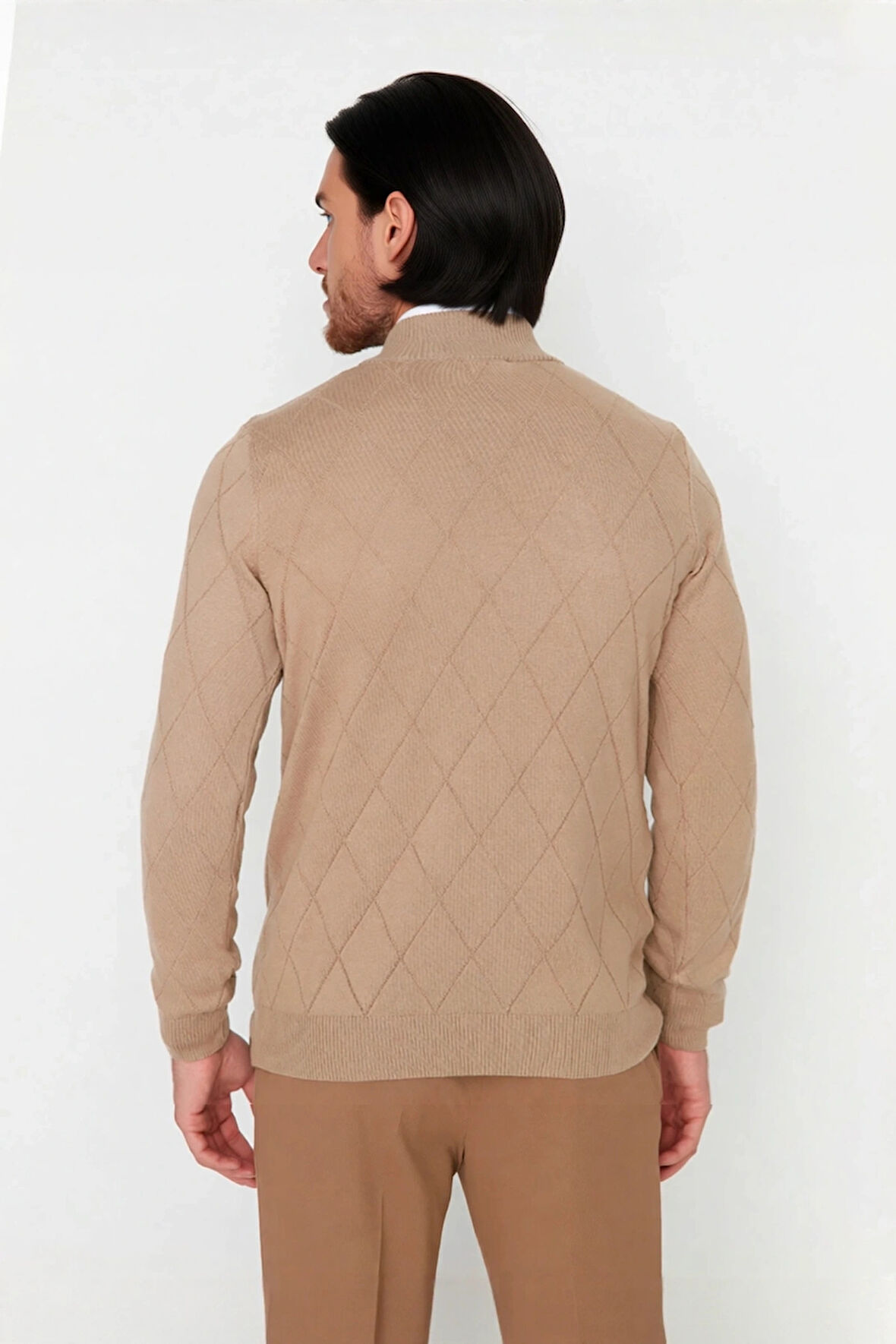 Erkek Casual Şık Regular Fit Pamuk Akrilik Triko Yarım Balıkçı Fermuarlı Kazak Kış İçin Kaliteli