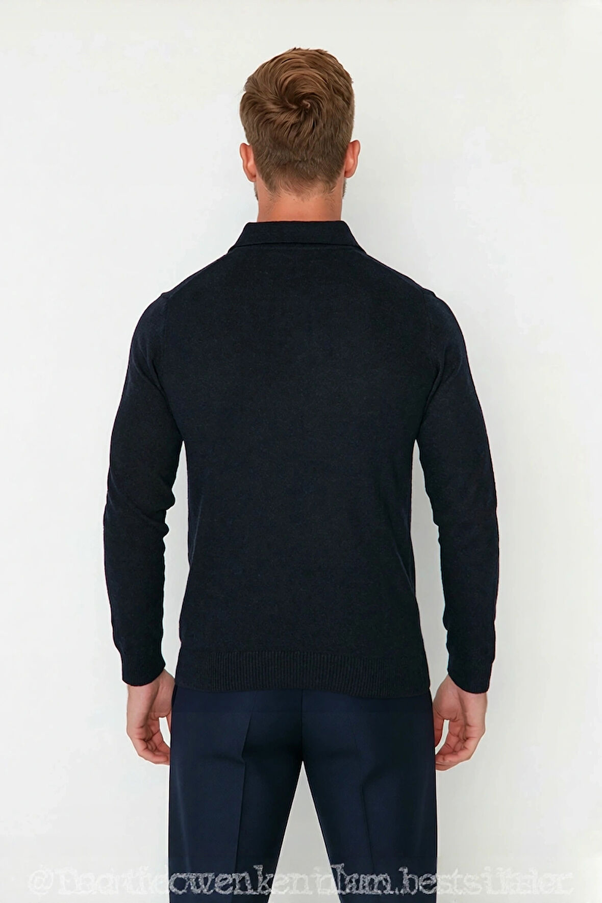 Erkek Polo Yaka Düğmeli Triko Kazak Fitted Kalıp Uzun Kol Soğuk Havalarda Şık Seçenek Kaliteli