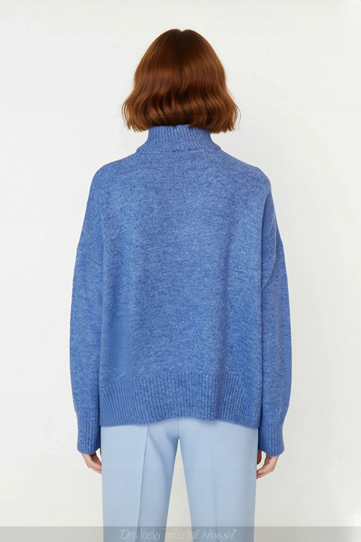 Kadın Günlük Oversize Düşük Kol Dik Yaka Uzun Triko Kazak Kışlık Şık Basic Rahatlık Sunar Kaliteli