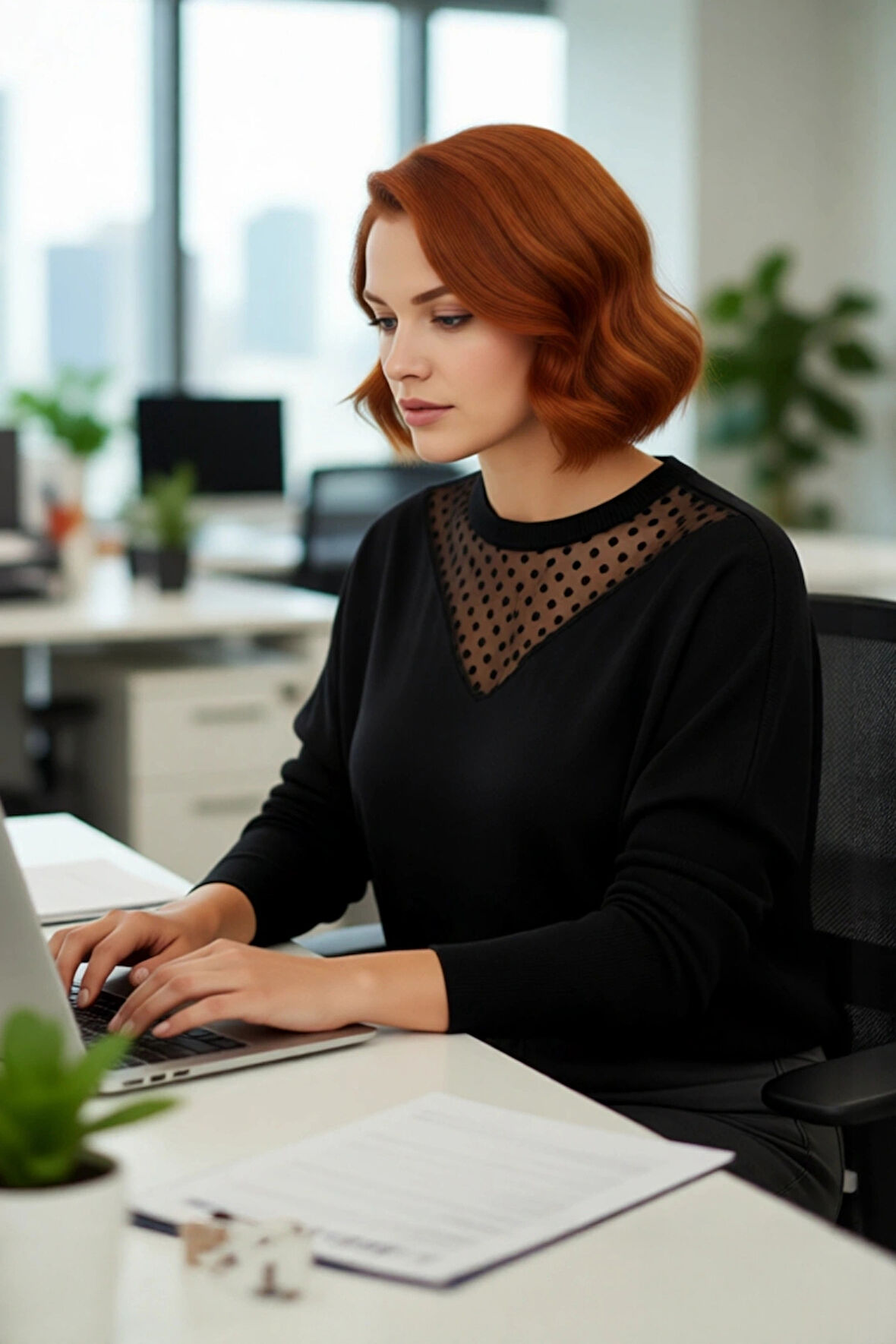 Kadın Düşük Kol Relaxed Fit Bisiklet Yaka Tül Detaylı Triko Kazak Şık ve Konforlu Günlük Kombinler