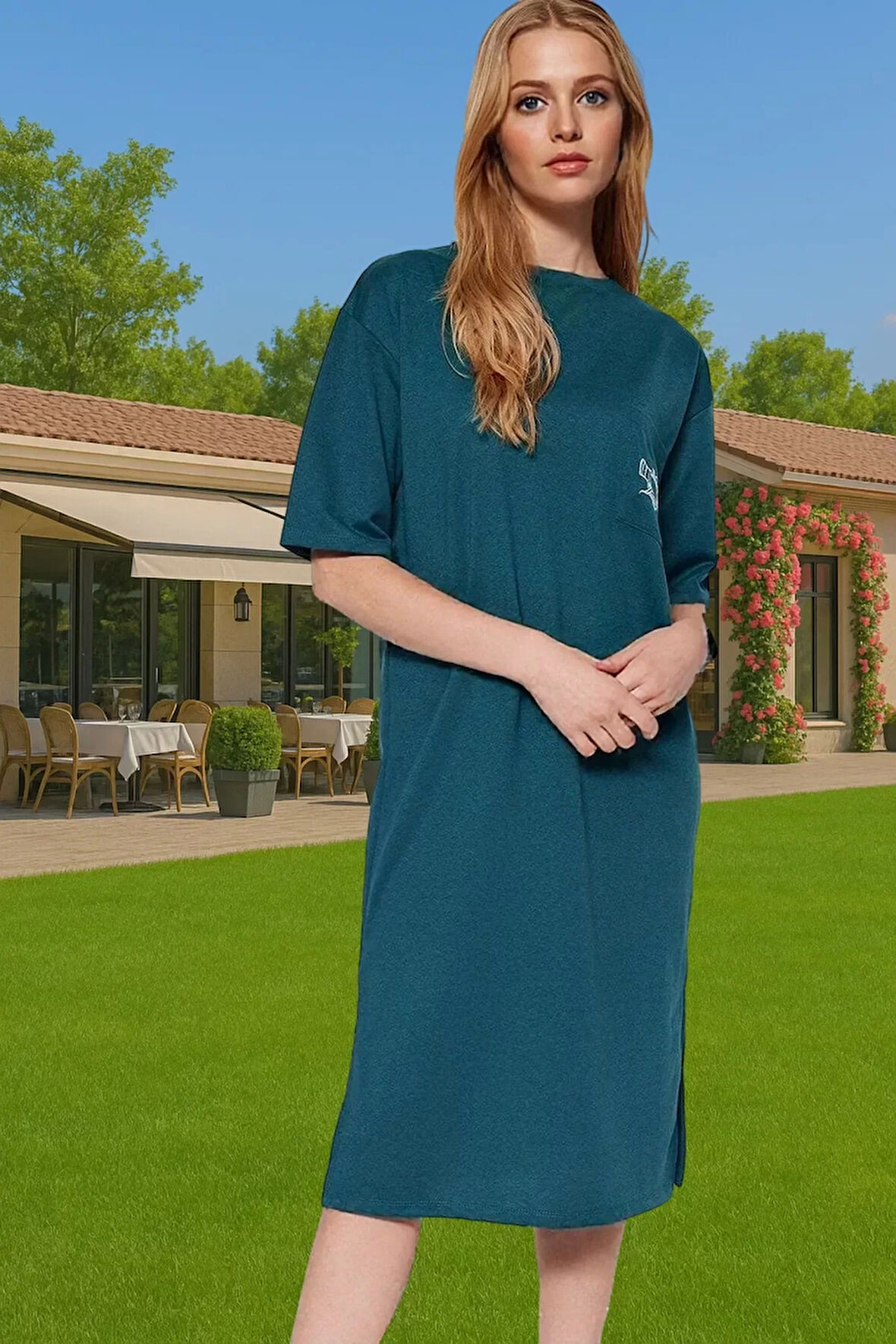 Midi Boy Örme Elbise Nakışlı Detaylı Rahat Tasarım Mükemmel Uyum Rahat Kullanım Premium Kalite