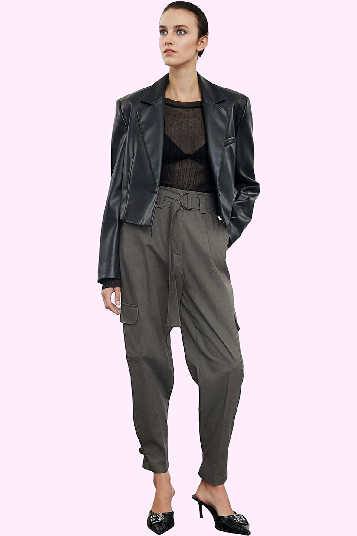 Kadın Pamuk Dokuma Pantolon Yüksek Bel Regular Boy Günlük Hafta Sonu Yaz Aylarının Vazgeçilmezi