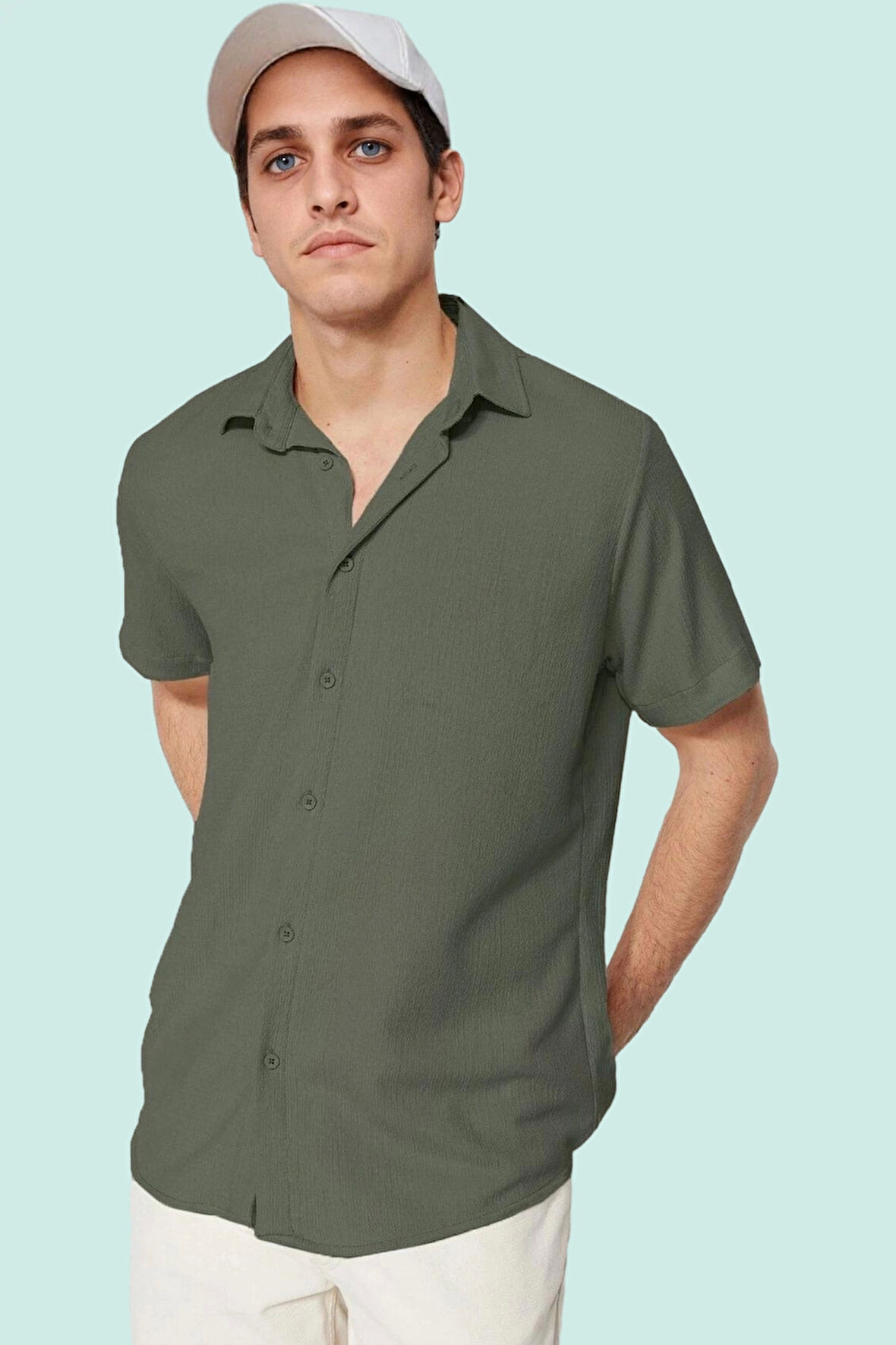 Erkek Yazlık Rahat Gömlek; Regular Fit Kısa Kol Gömlek Yaka Düz Desen Yaz Aylarının Vazgeçilmezi