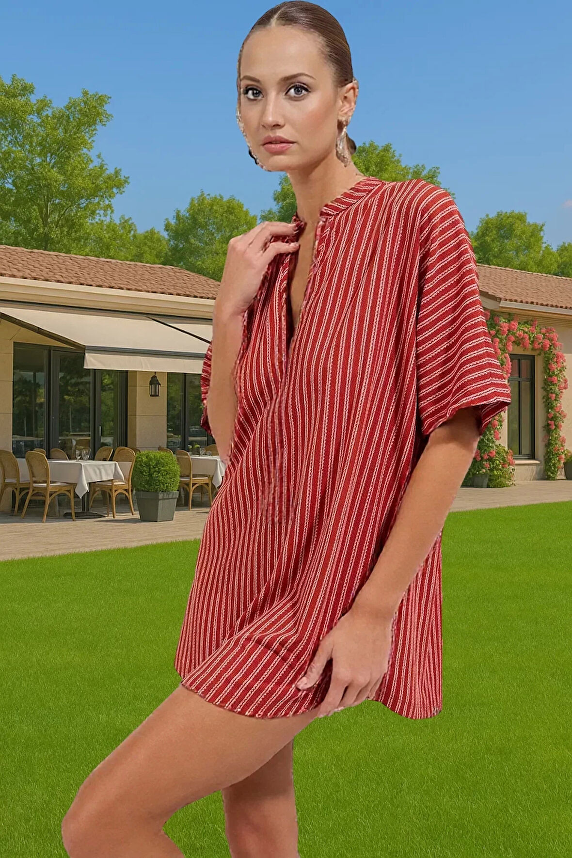 Rahat Mini Örme Plaj Elbisesi Nefes Alan Kumaş Yazlık Stil Şık Görünüm Zarifane Tasarım