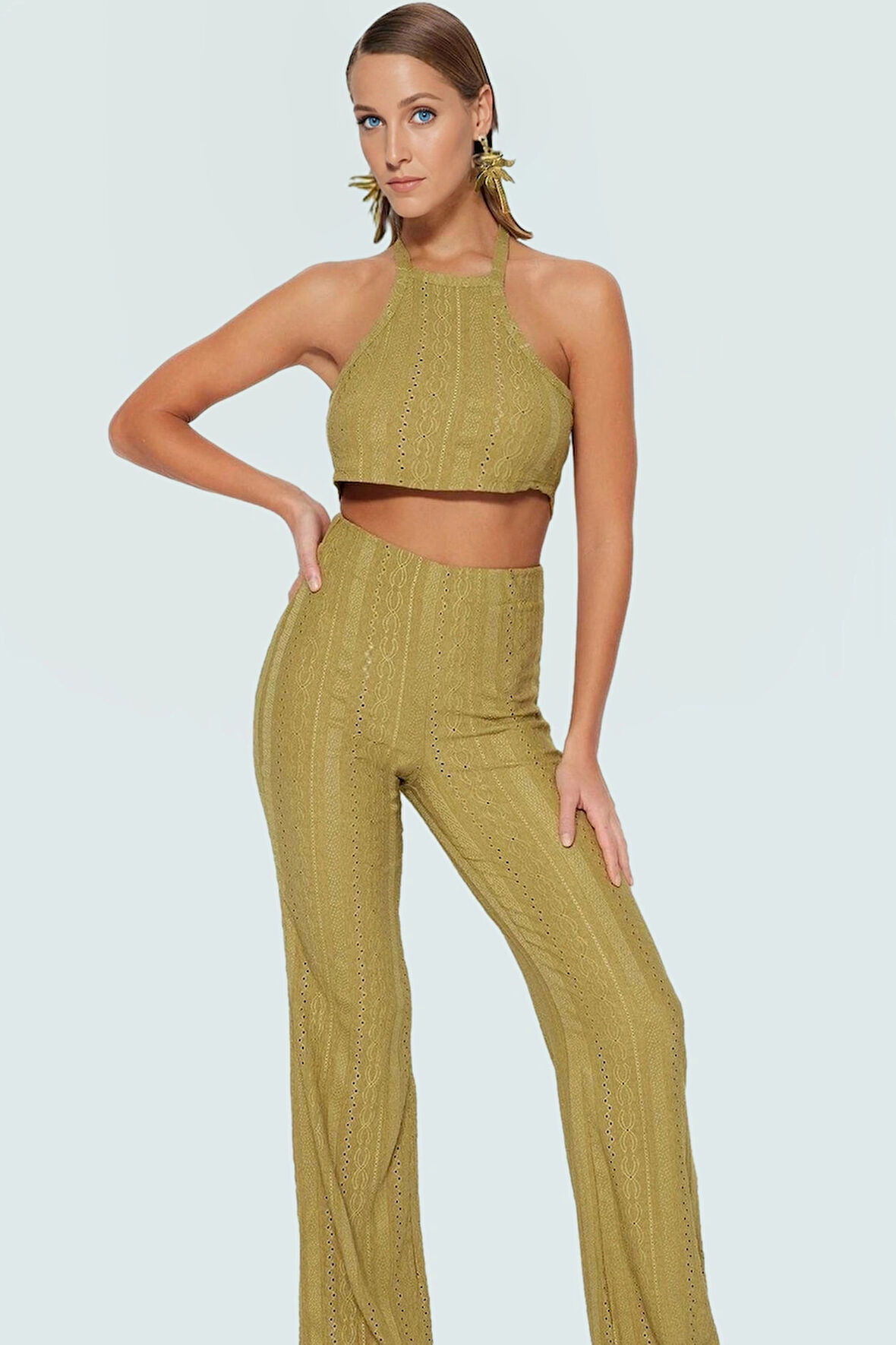 Rahat Örme Bluz Pantolon Takım Plaj ve Günlük Kullanım İçin İdeal Özenle Seçilmiş Şık