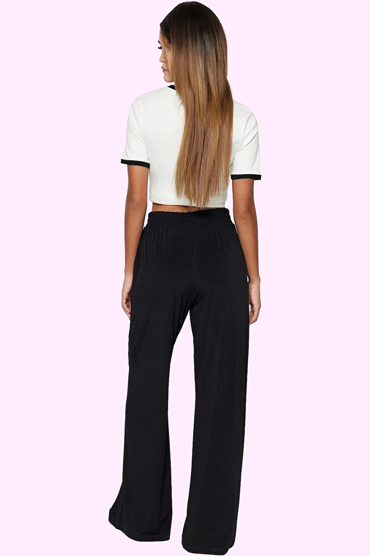 Kadın Örme Kumaş Geniş Paça Pantolon Yüksek Bel Rahat Günlük Kombinler Yaz Aylarının Vazgeçilmezi