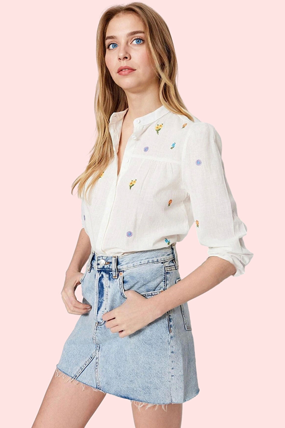 Kadın Pamuk Regular Gömlek Tropikal Desenli Casual Şıklık Günlük Kullanım Kaliteli Malzeme