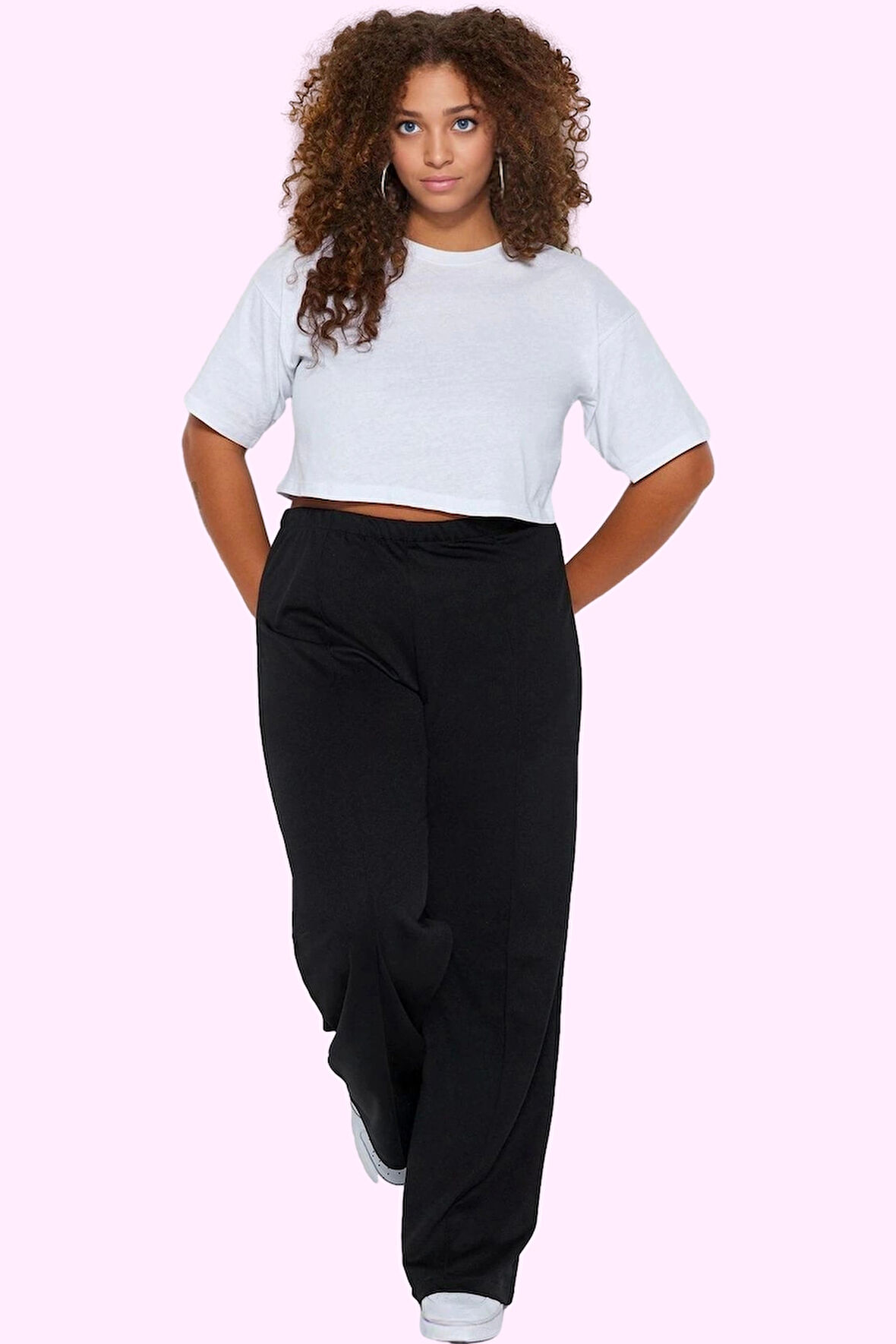 Kadın Wide Leg Pantolon Yüksek Bel Örme Kumaş Günlük Hafta Sonu Yaz Aylarının Vazgeçilmezi