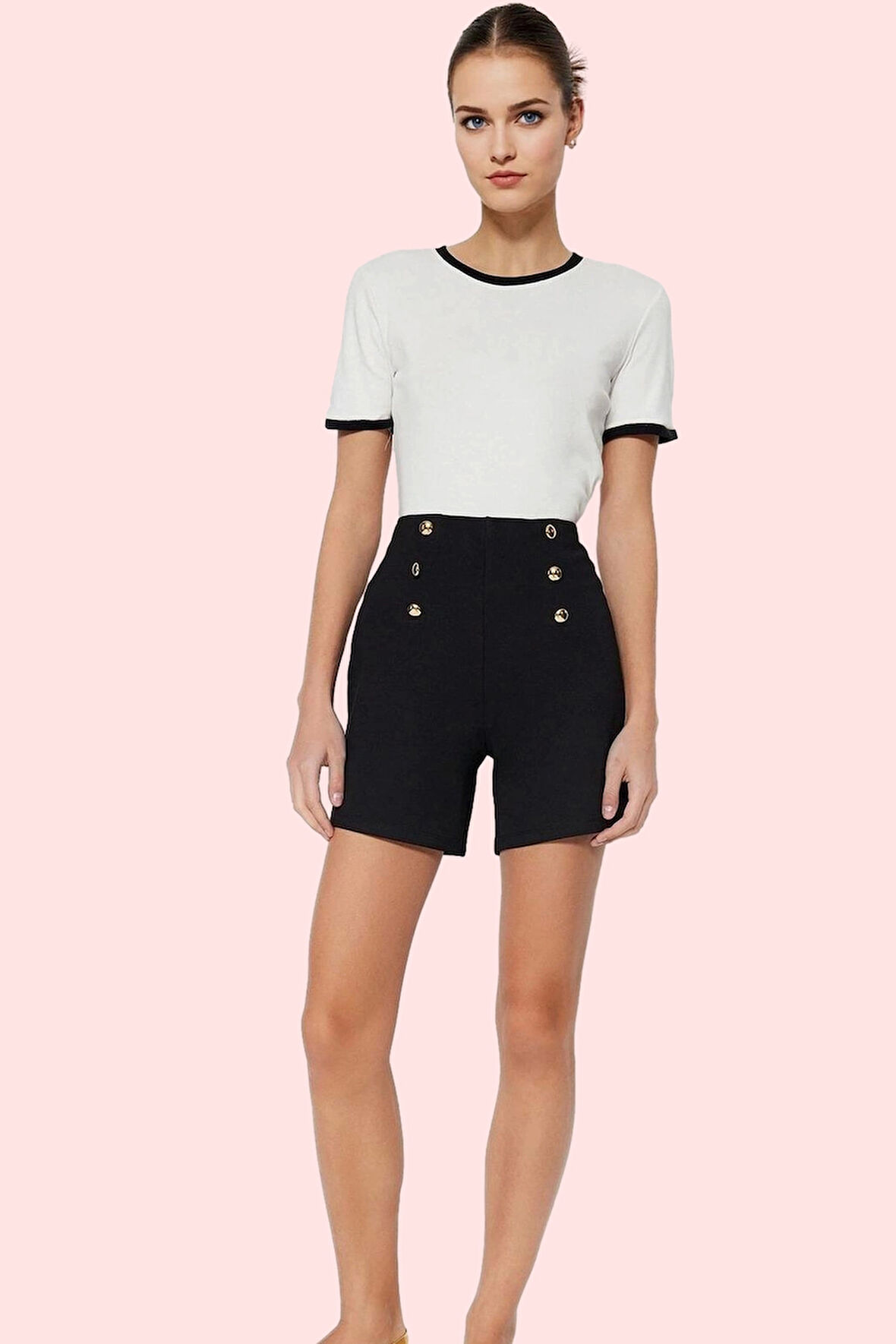 Kadın Smart Straight Kalıp İnterlok Örme Şort Düz Desen Günlük Kombinler Dayanıklı Malzeme