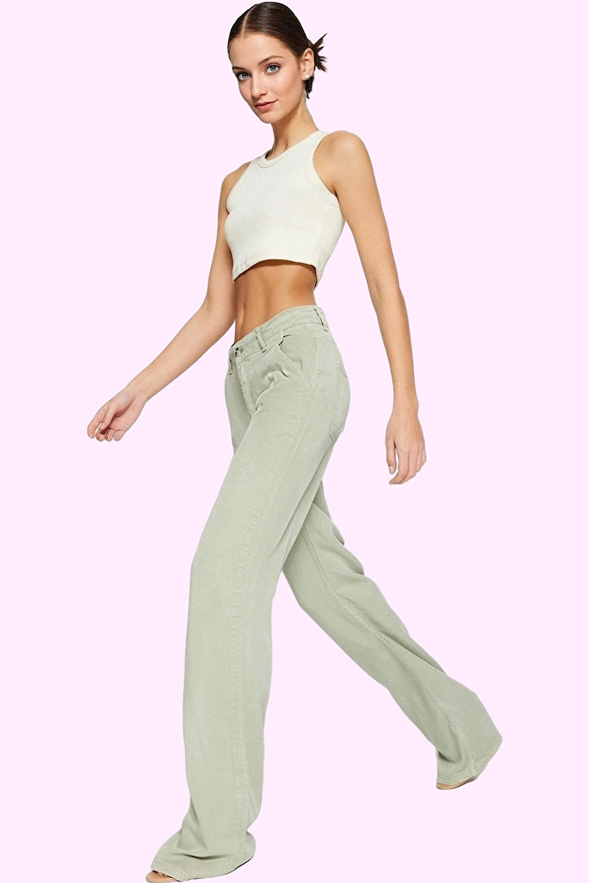 Kadın Düşük Bel Wide Leg Pantolon Liyosel Uzun Boy Casual Şıklık Yaz Aylarının Vazgeçilmezi