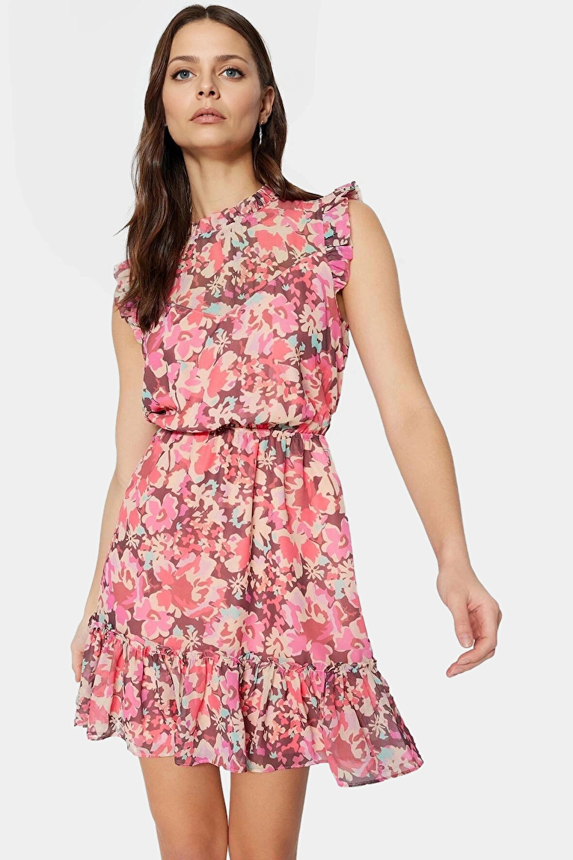 Astarlı Dik Yaka Mini Elbise  Polyester Dokuma Kumaş Yüksek Kalite Seçkin Malzeme Şık Görünüm