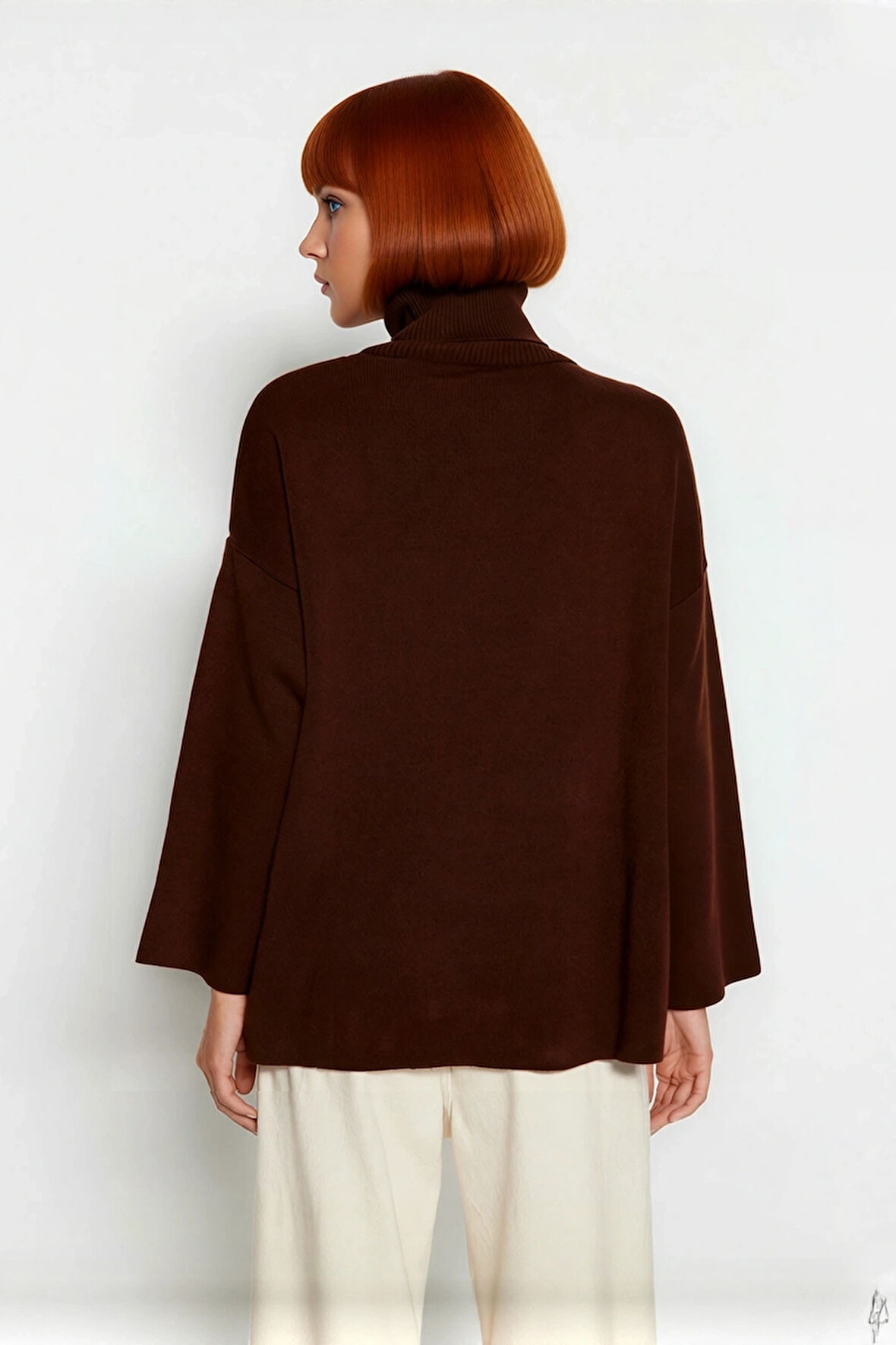 Kadınlar İçin Konforlu Oversize Basic Düşük Kol Balıkçı Yaka Triko Kazak Kış Günleri Şıklığı