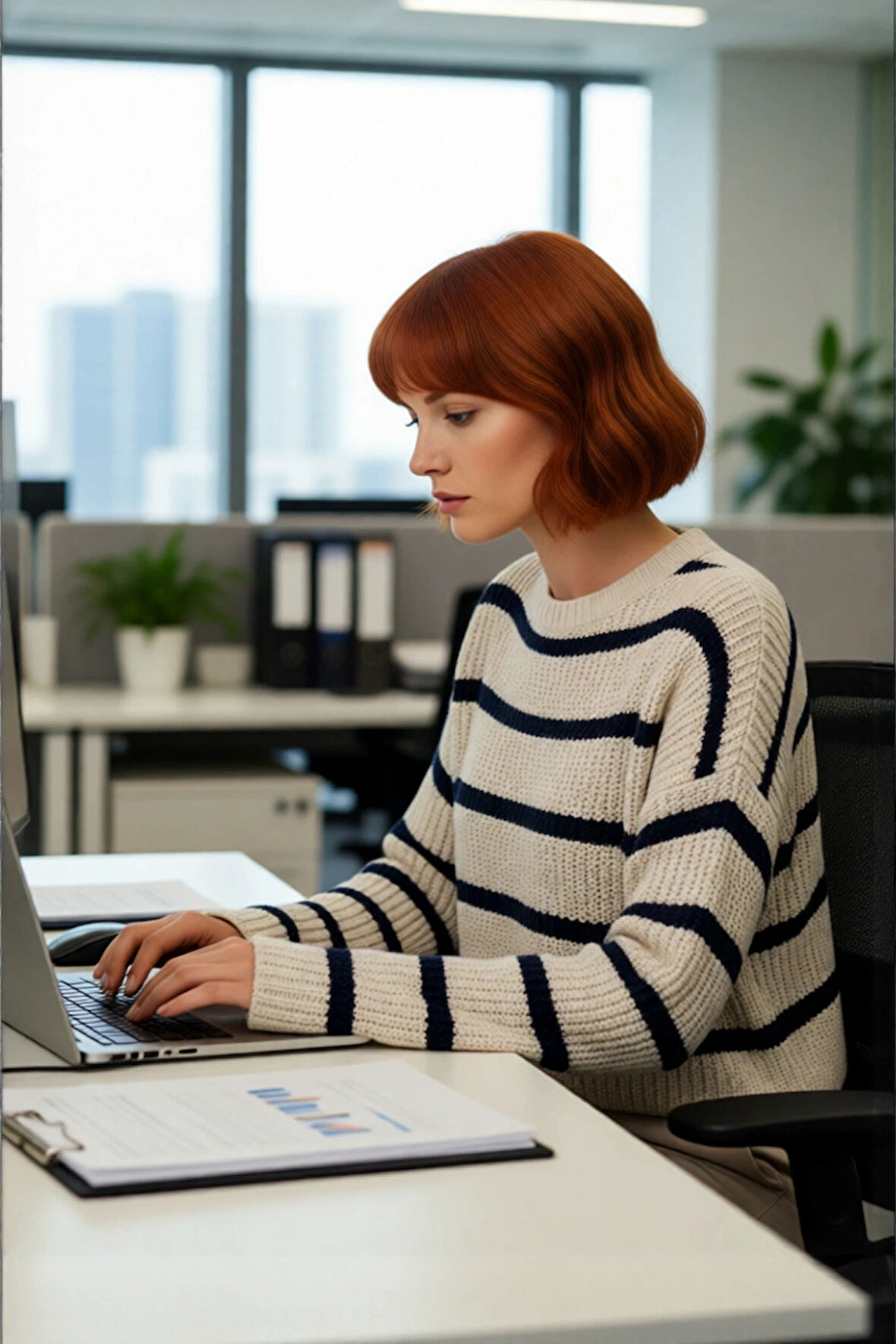 Kadın Crop Boy Akrilik Triko Kazak Bisiklet Yaka Geniş Kalıp Çizgili Soğuk Havalara Uygun Kaliteli