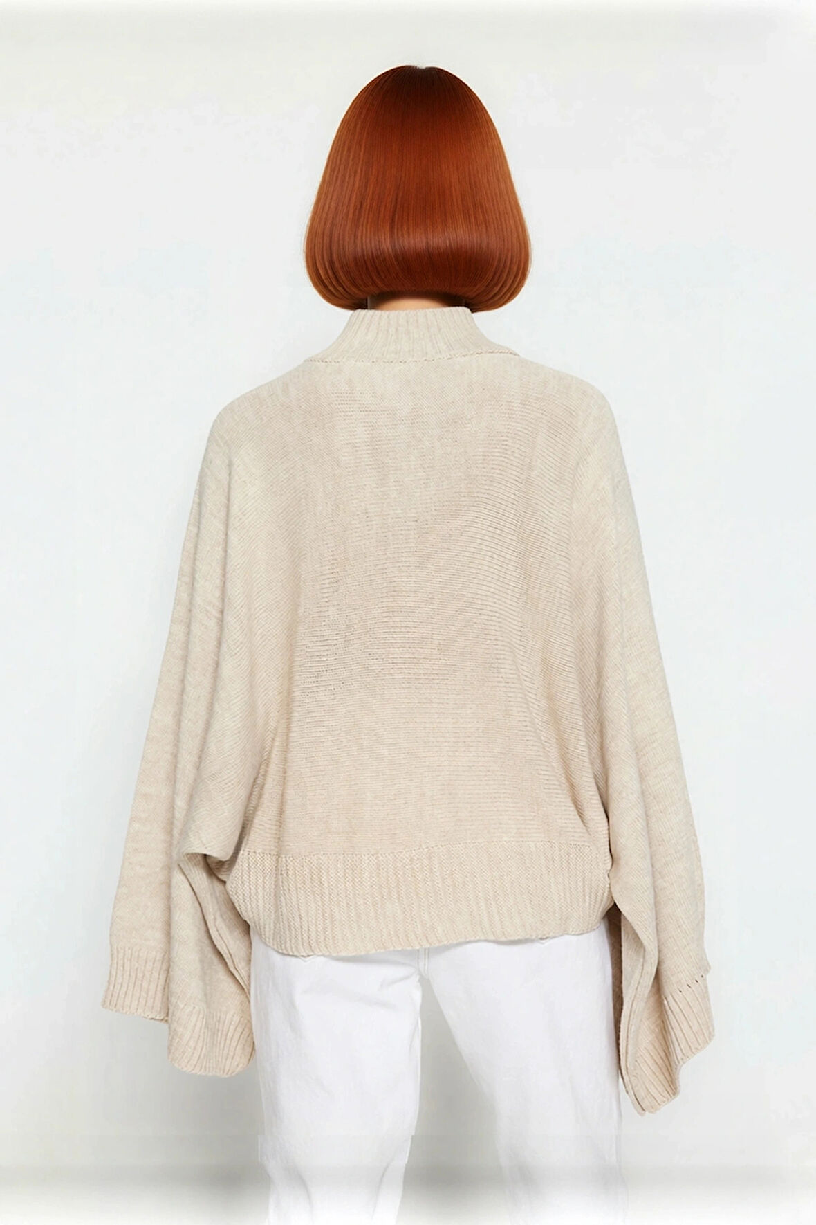 Kadın Basic Siluet Oversize Dik Yaka İspanyol Kol Akrilik Triko Kazak Konforlu Ve Modern Kaliteli