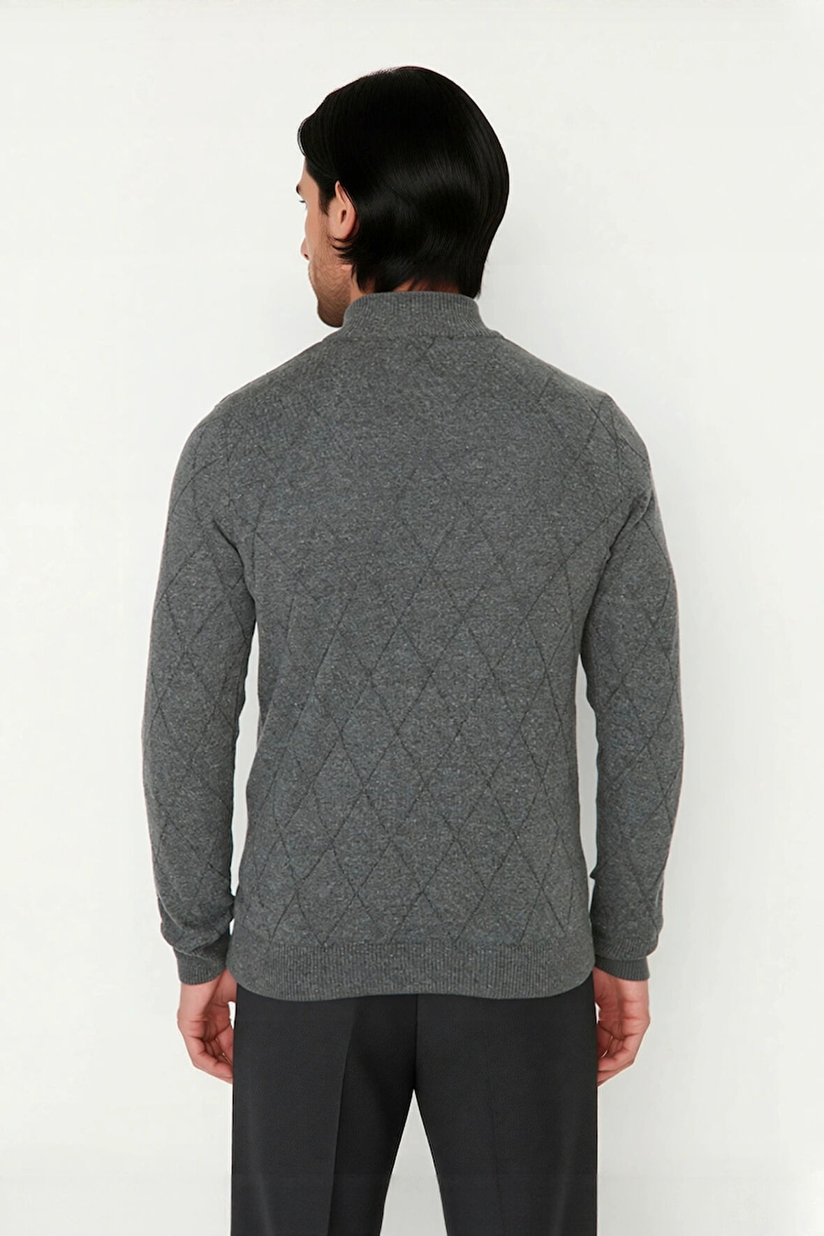 Erkek Casual Şık Regular Fit Pamuk Akrilik Triko Yarım Balıkçı Fermuarlı Kazak Kış İçin Kaliteli