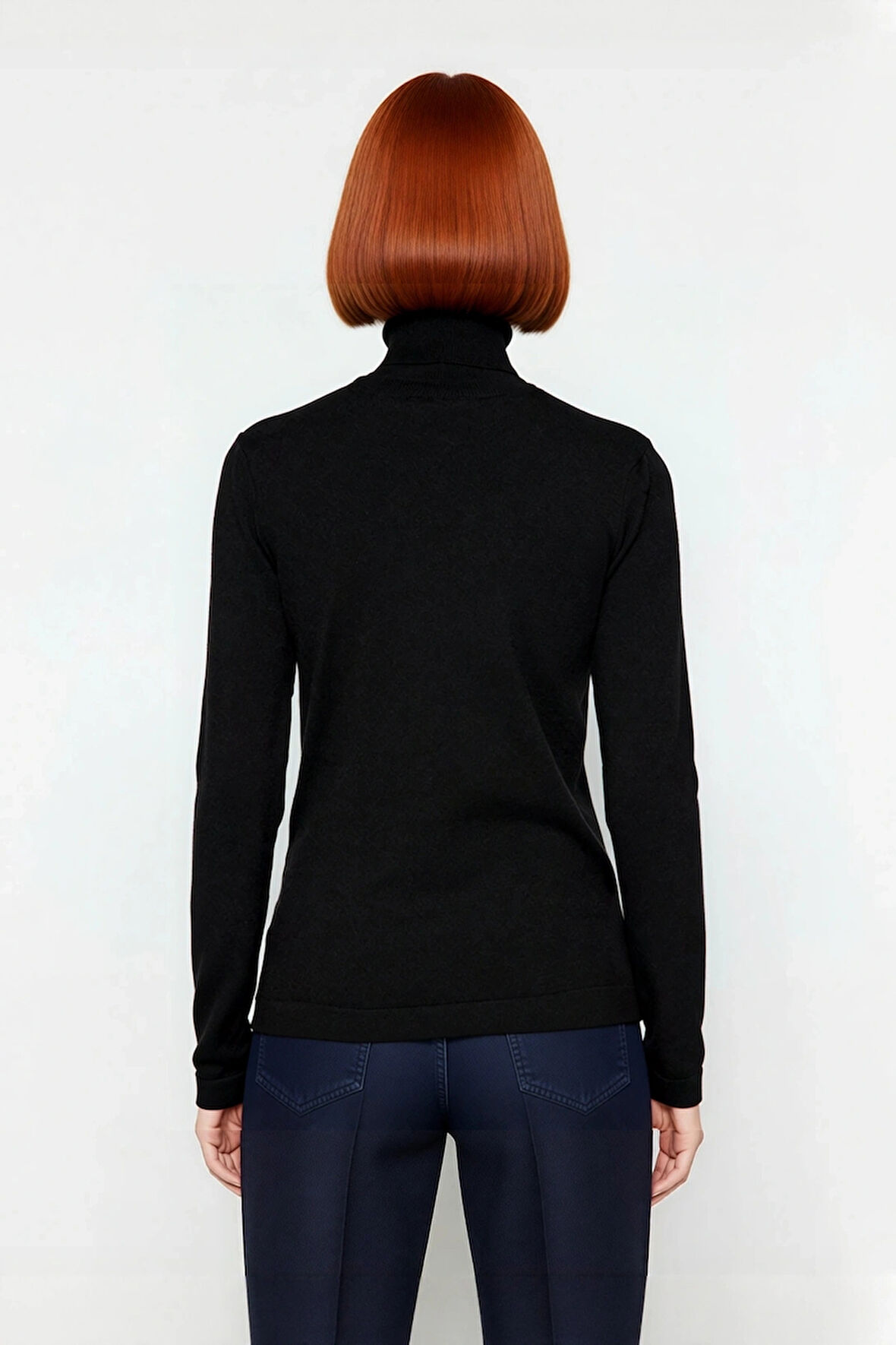 Kadınlara Özel Balıkçı Yaka Fitted Kalıp Düz Triko Kazak Standart Kol Kış ve Sonbahar Şıklığı