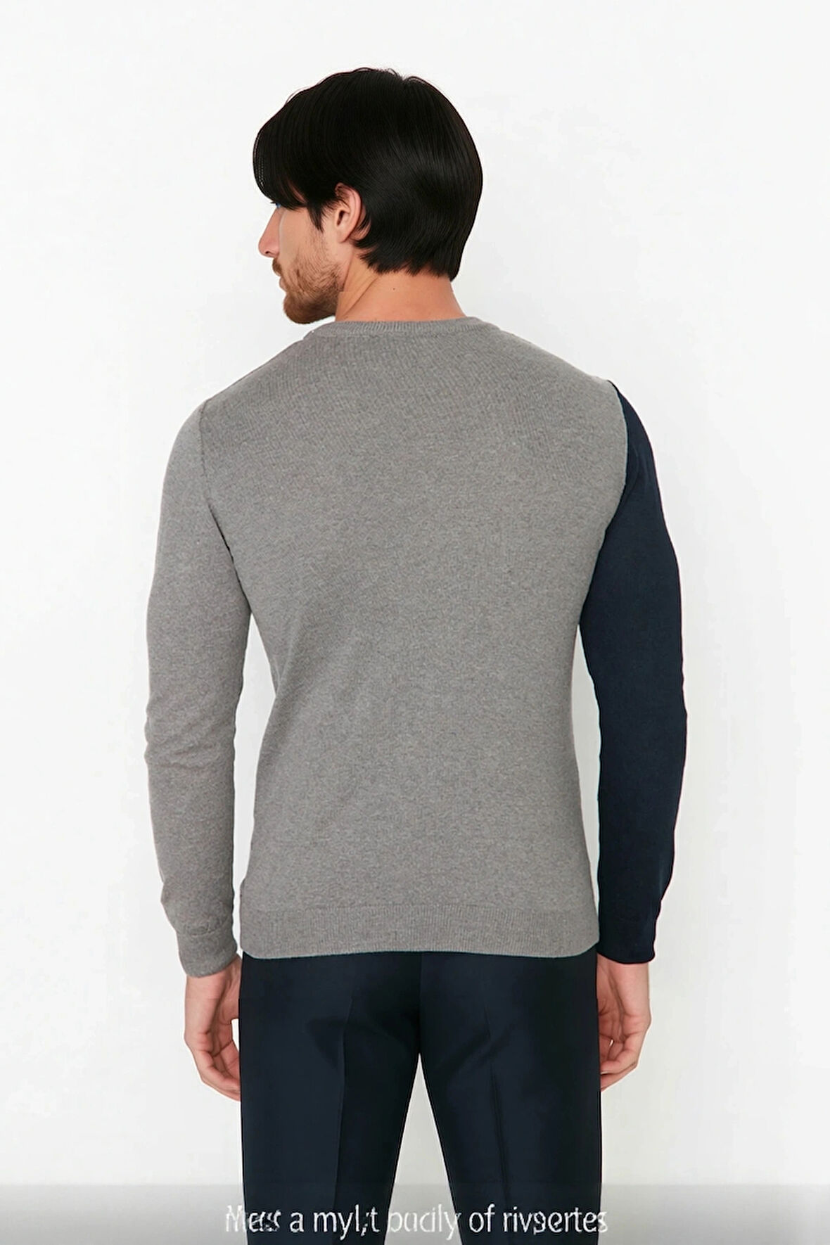 Erkekler İçin Casual Günlük Giyim Bisiklet Yaka Renk Bloklu Fitted Kalıp Uzun Kollu Kazak Kaliteli