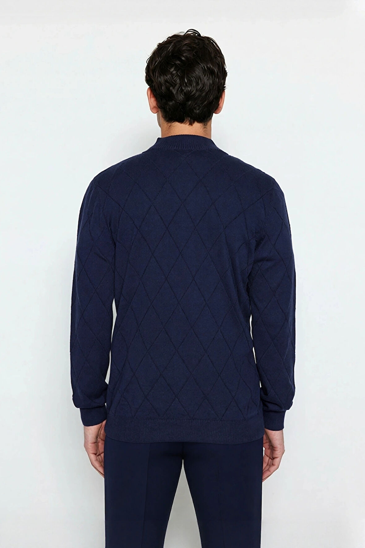 Erkek Casual Şık Regular Fit Pamuk Akrilik Triko Yarım Balıkçı Fermuarlı Kazak Kış İçin Kaliteli