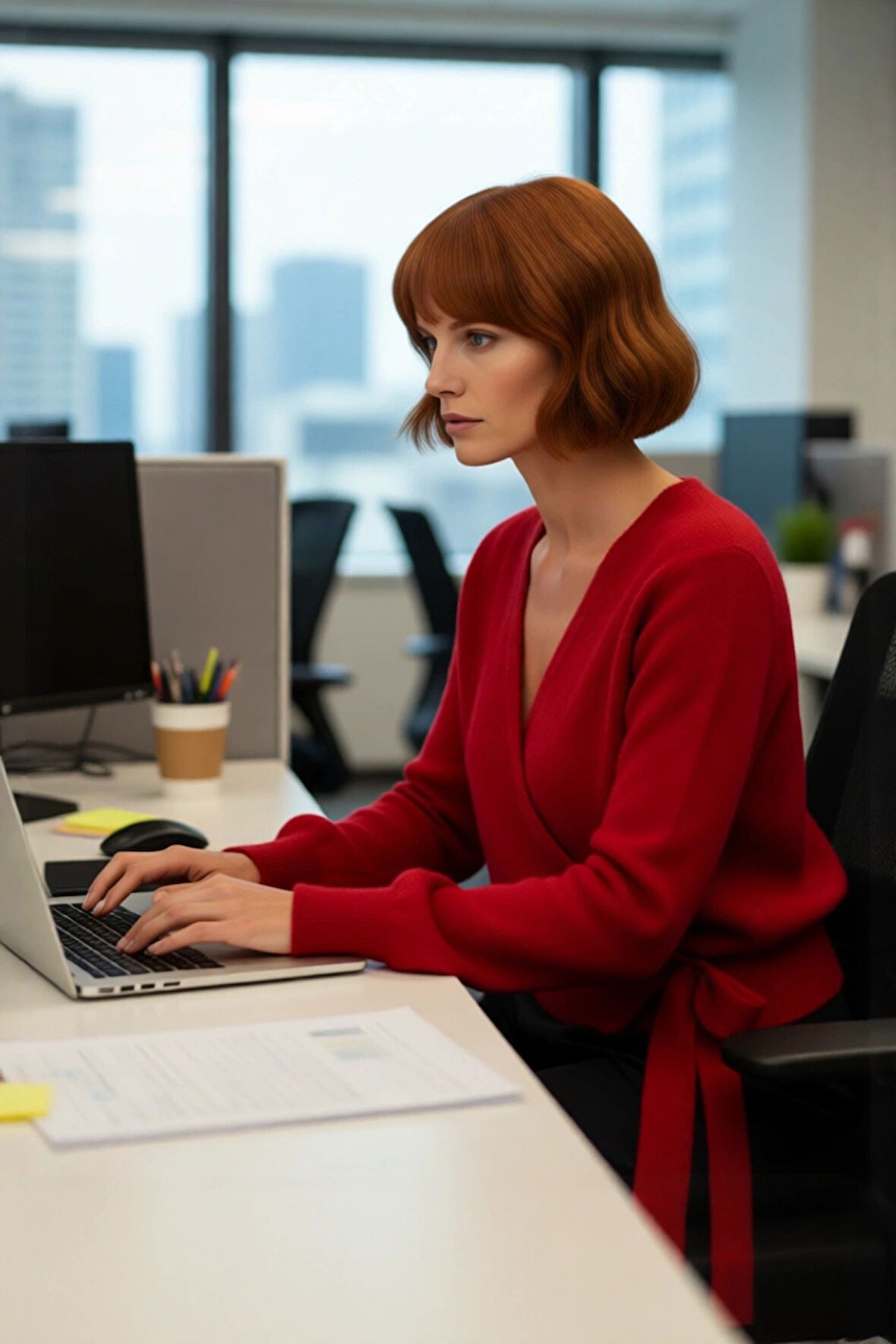 Kadın Düz Desen Kruvaze Triko Kazak Regular Kalıp Standart Kol Kış Sezonu İçin İdeal Günlük Şıklık