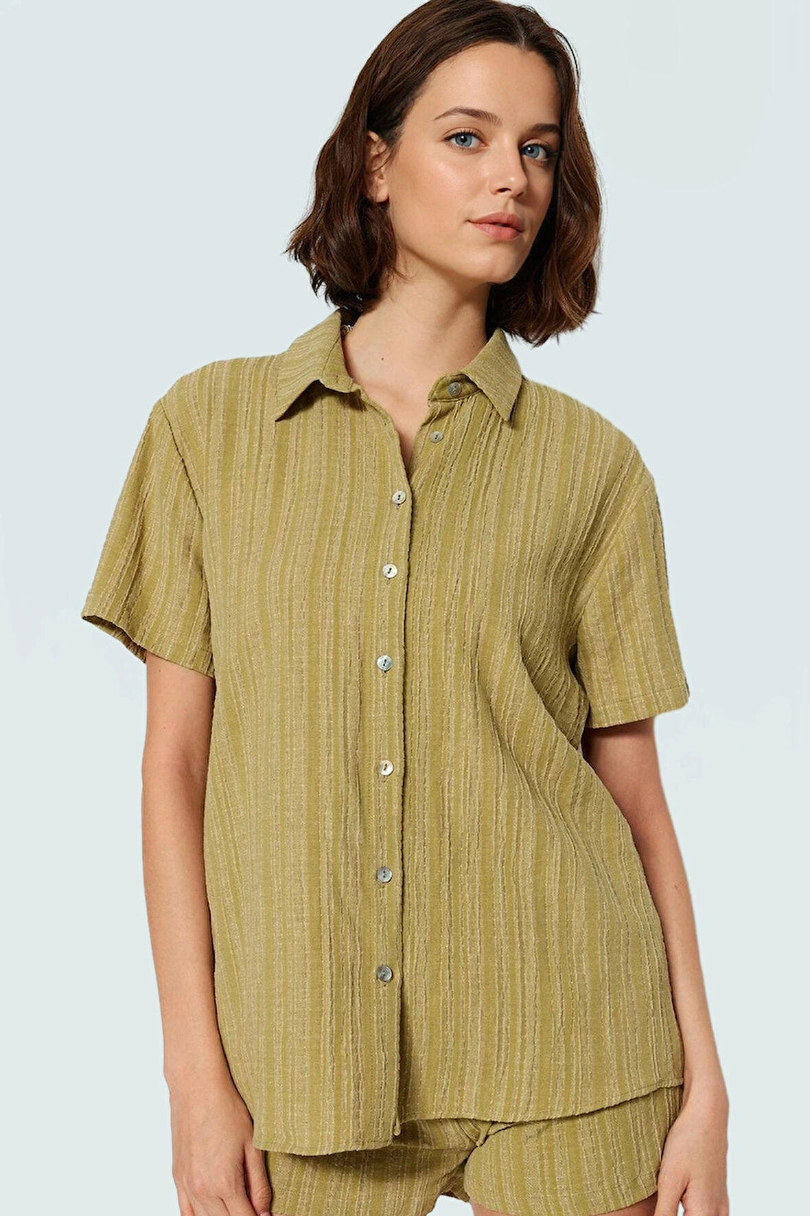 Dokuma Keten Karışımlı Oversize Plaj Şort Takım Yazlık Kombin Mükemmel Uyum Özel Tasarım