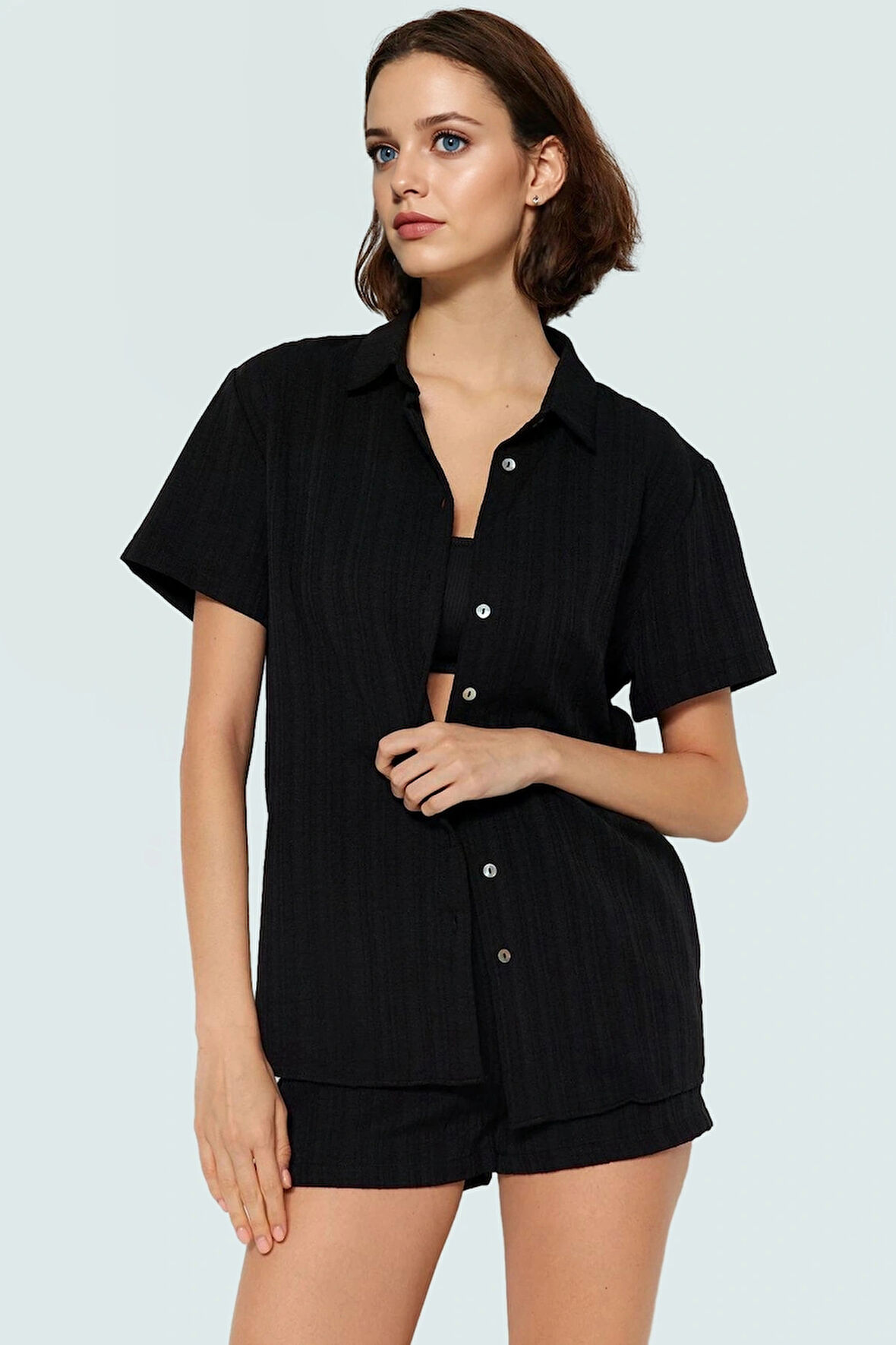 Dokuma Keten Karışımlı Oversize Plaj Şort Takım Yazlık Kombin Mükemmel Uyum Özel Tasarım