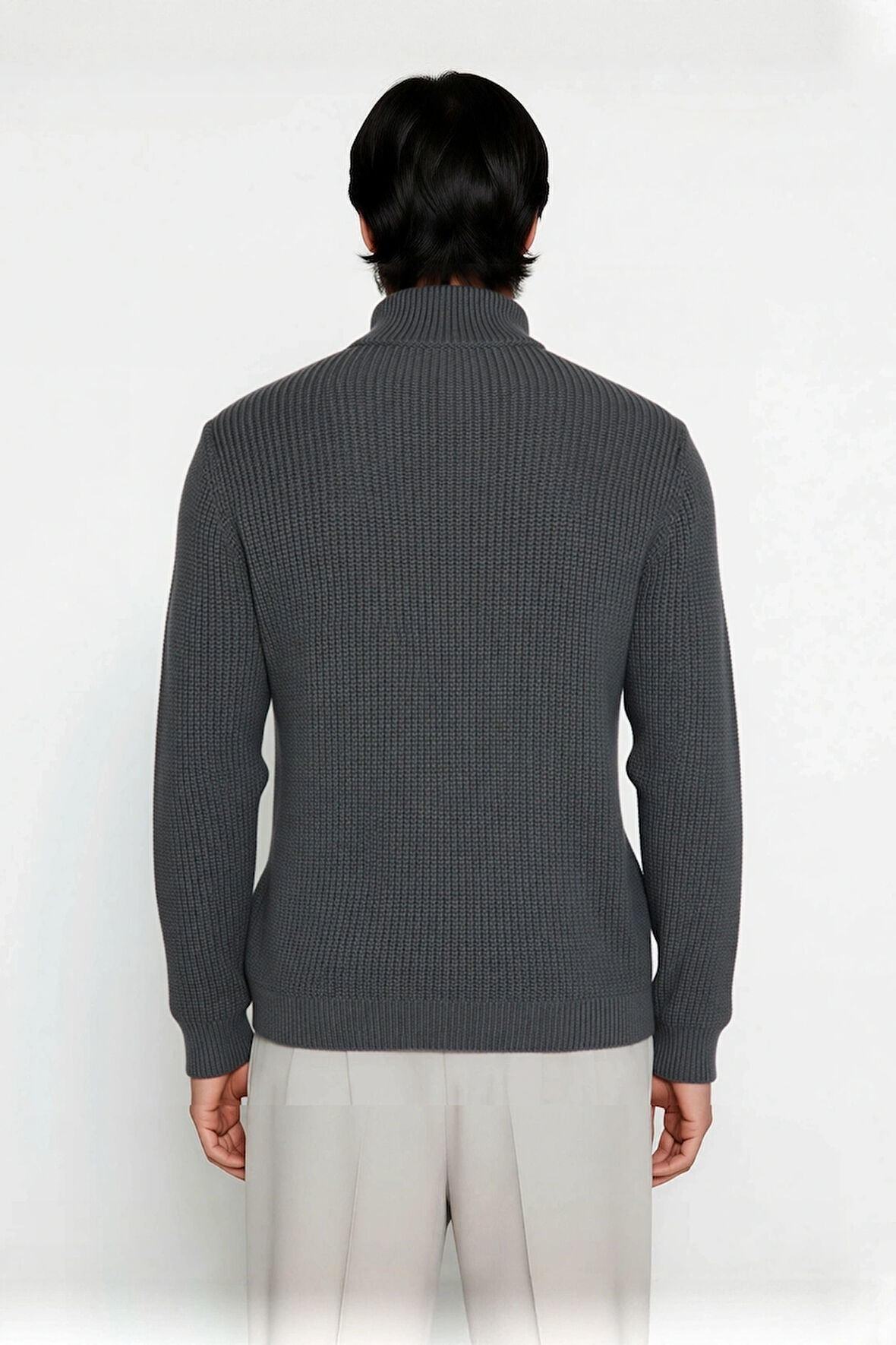 Erkek Basic Regular Fit Fermuarlı Dik Yaka Selanik Örgü Triko Kazak Günlük Stilinize Modern Dokunuş.