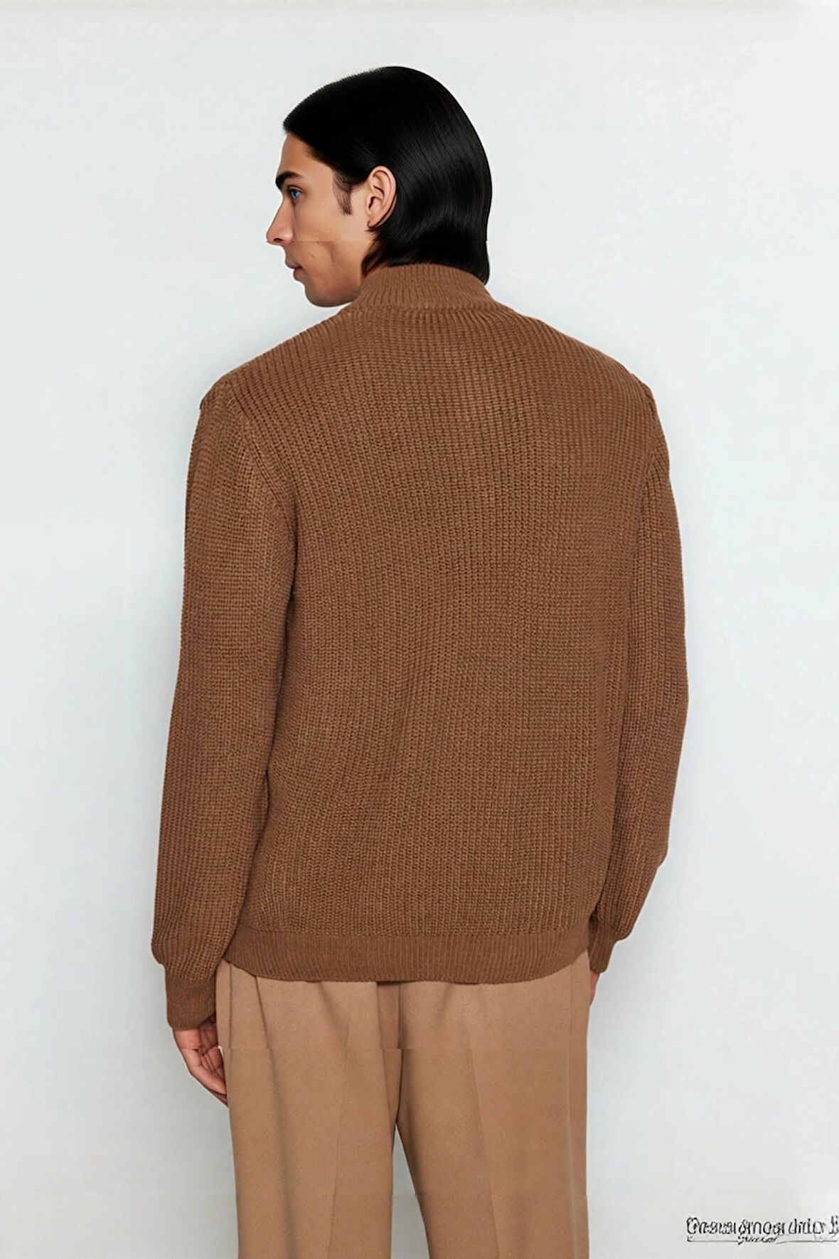 Erkek Basic Regular Fit Fermuarlı Dik Yaka Selanik Örgü Triko Kazak Günlük Stilinize Modern Dokunuş.