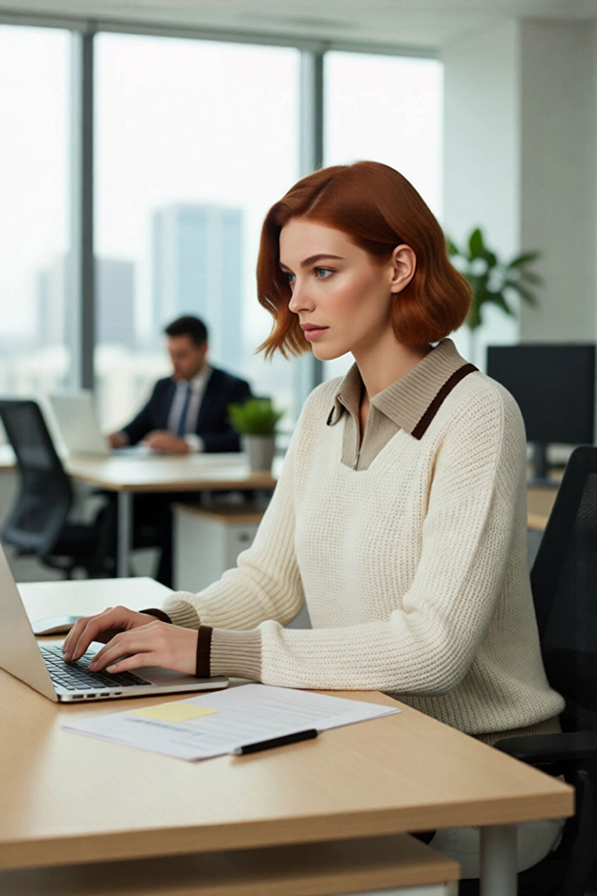 Kadınlar İçin Konforlu Ve Modern Regular Kalıp Dik Yaka Fermuarlı Renk Bloklu Triko Kazak Kışlık