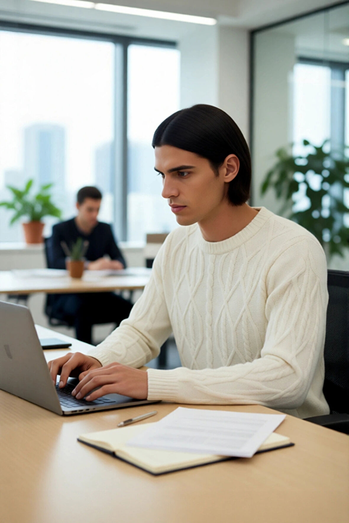 Unisex Oversize Rahat Kesim Saç Örgü Desenli Bisiklet Yaka Uzun Kol Triko Kazak Kış İçin İdeal