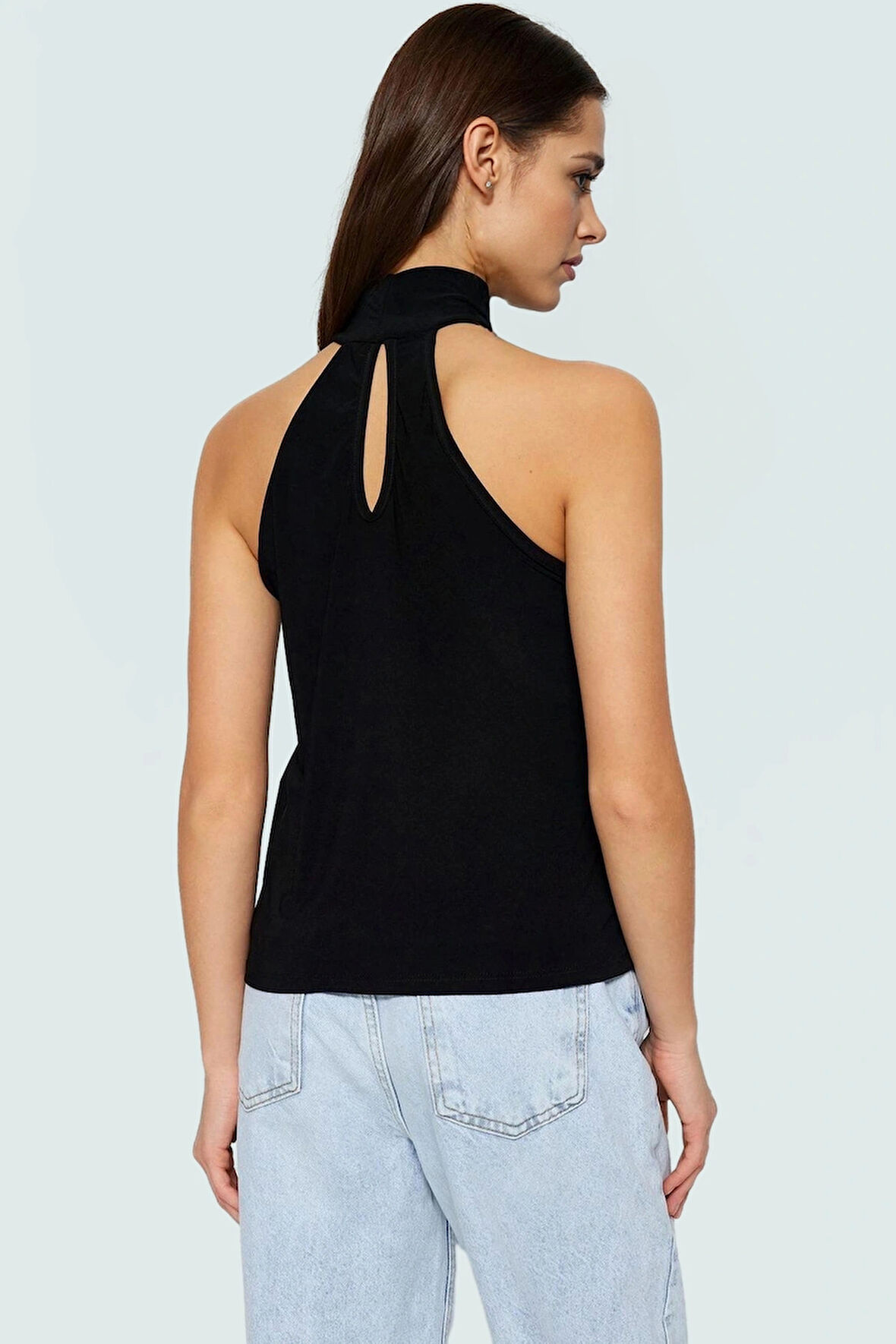 Rahat ve Şık Örme Bluz Halter Yaka Polyester Regular Kalıp Mükemmel Uyum Uzun Ömürlü
