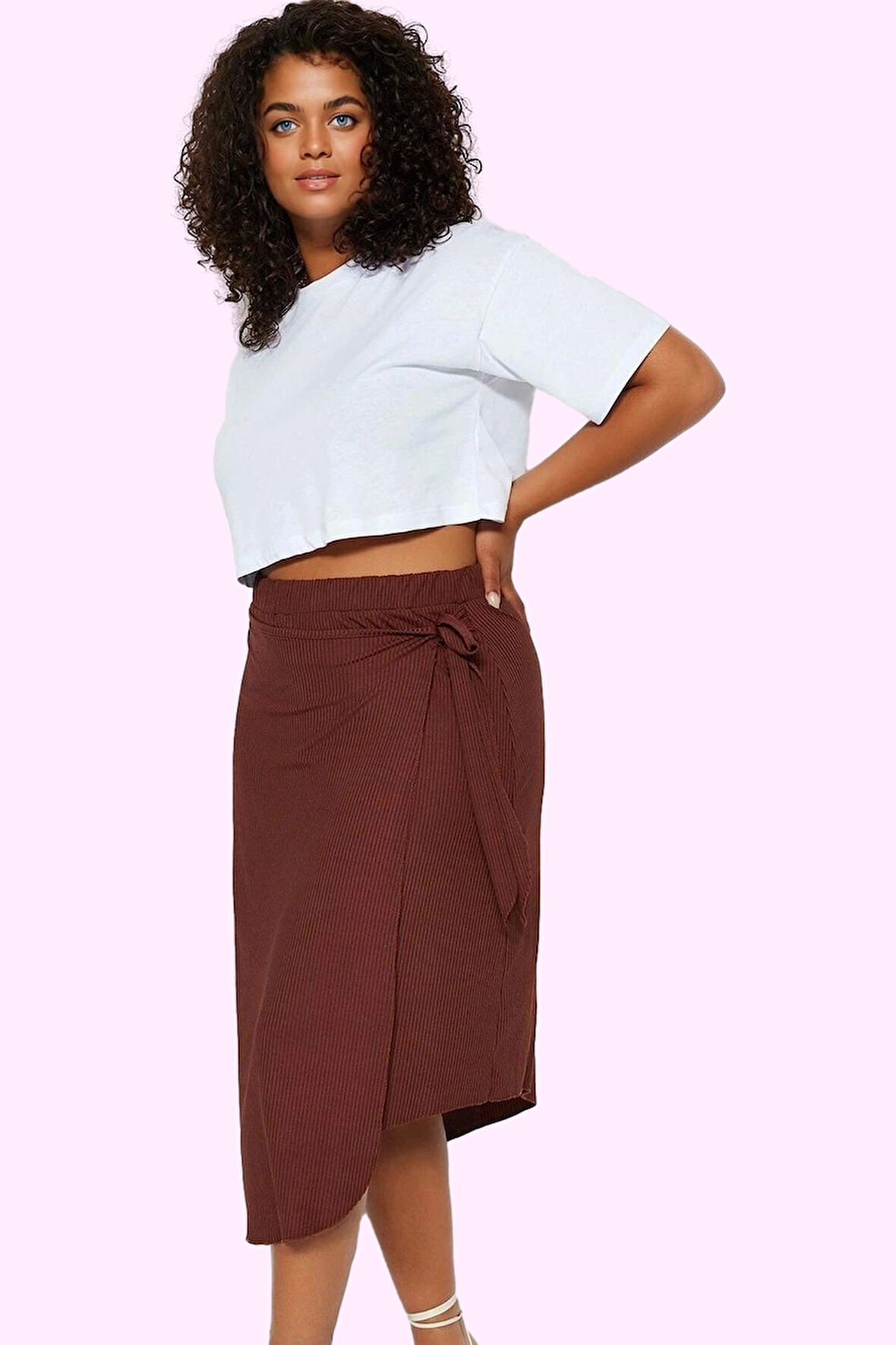 Kadın Örme Etek Midi Boy Casual Anvelop Sarong Yüksek Bel Tasarım Yaz Aylarının Vazgeçilmezi