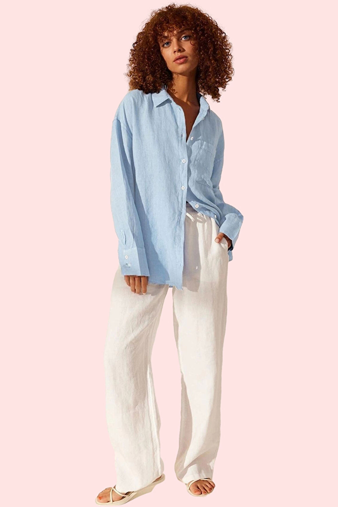 Kadın Düz Keten Gömlek Oversize Kalıp Günlük Ve Şık Yazlık Hafta Sonu Yaz Aylarının Vazgeçilmezi