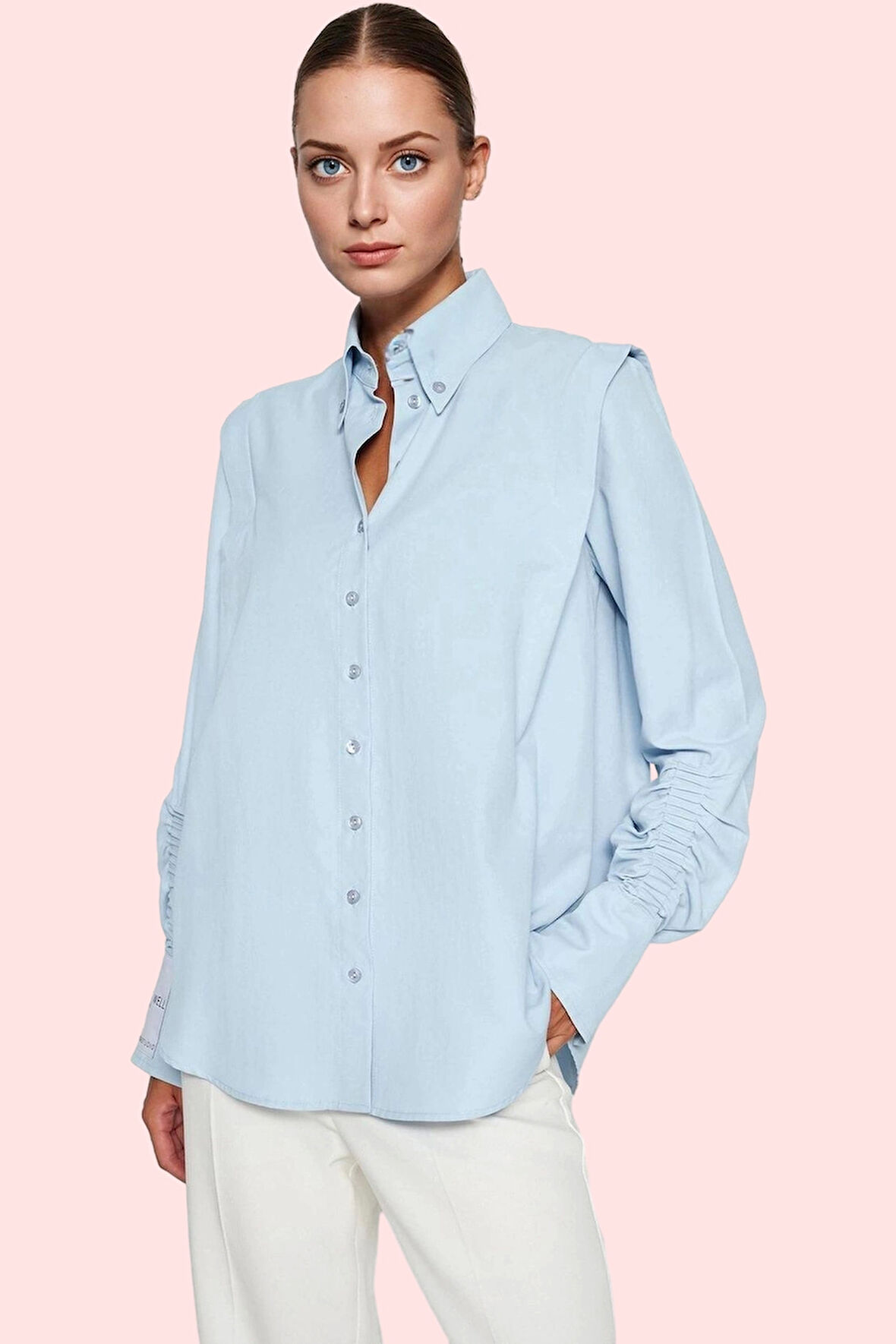 Kadın Basic Gömlek Uzun Kollu Yaka Düğmeli Dokuma Poplin Günlük Stil Yaz Aylarının Vazgeçilmezi