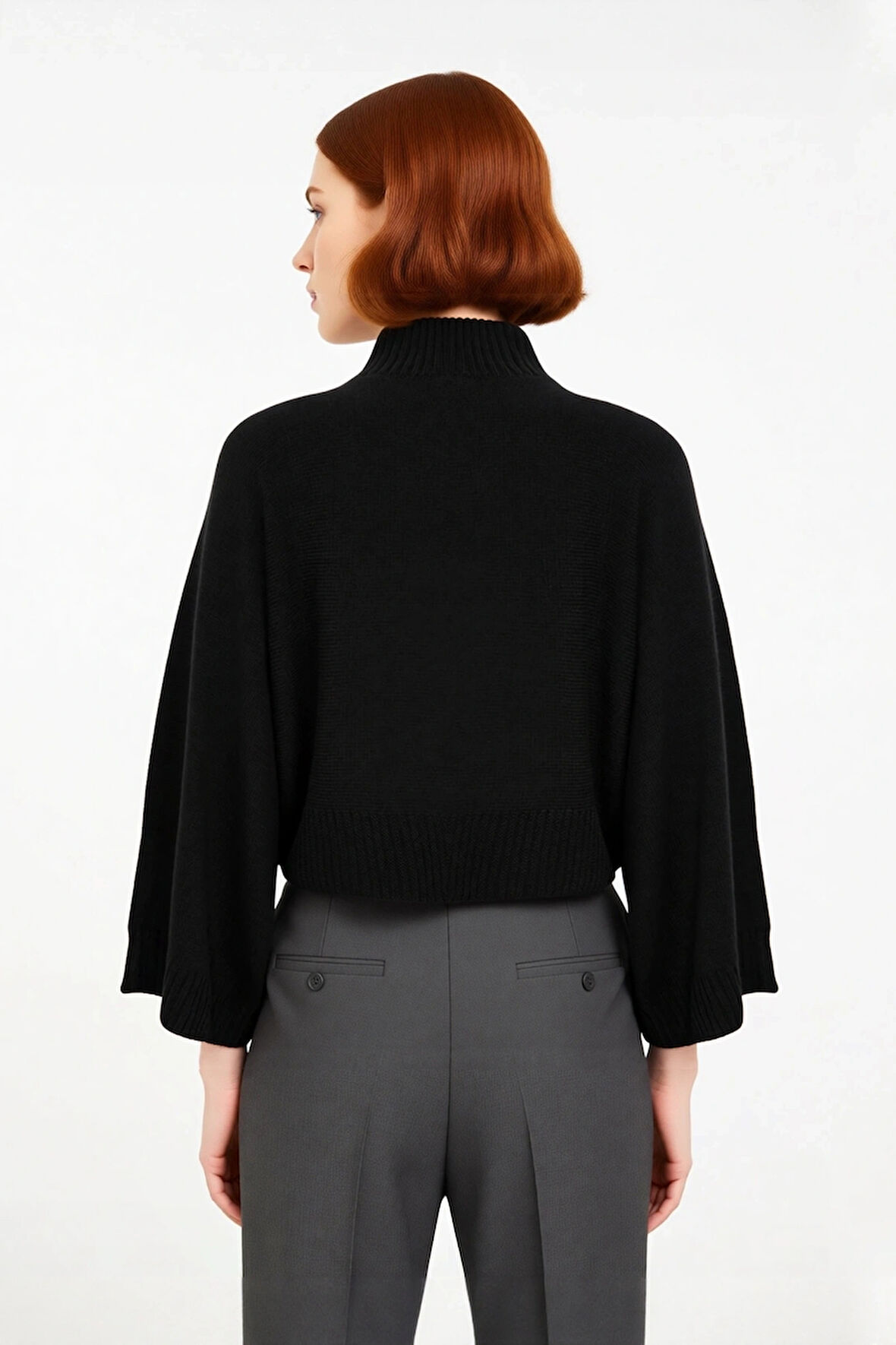 Kadın Basic Siluet Oversize Dik Yaka İspanyol Kol Akrilik Triko Kazak Konforlu Ve Modern Kaliteli