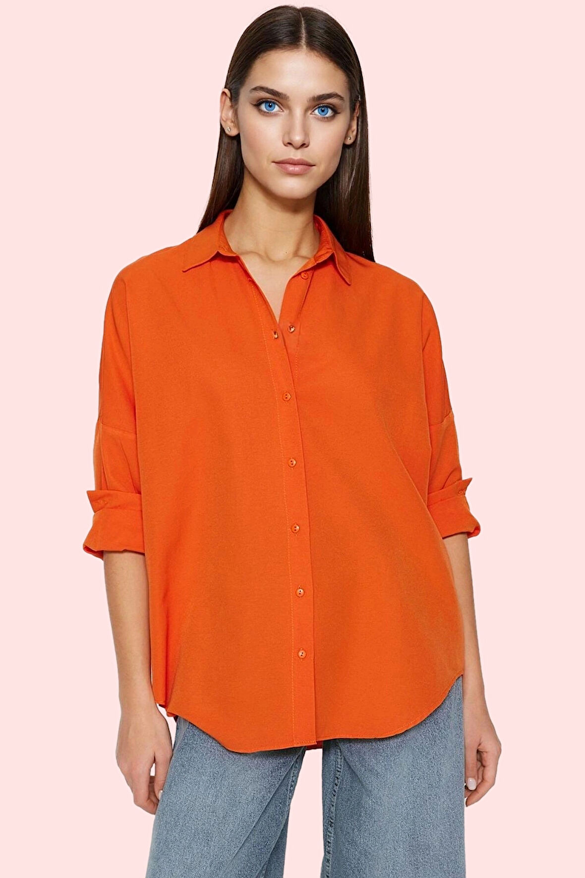 Kadın Terrycotton Dokuma Gömlek Uzun Kollu Düğmeli Günlük Şıklık Yaz Aylarının Vazgeçilmezi