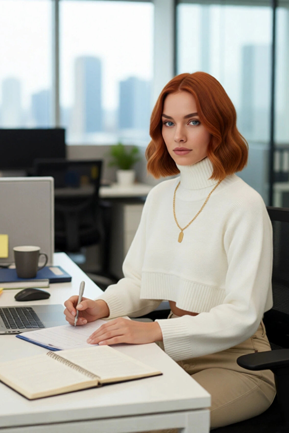 Kadın Ekru Oversize Süper Crop Dik Yaka Triko Kazak Düşük Kol Kışlık Güncel Moda Trendi Kaliteli