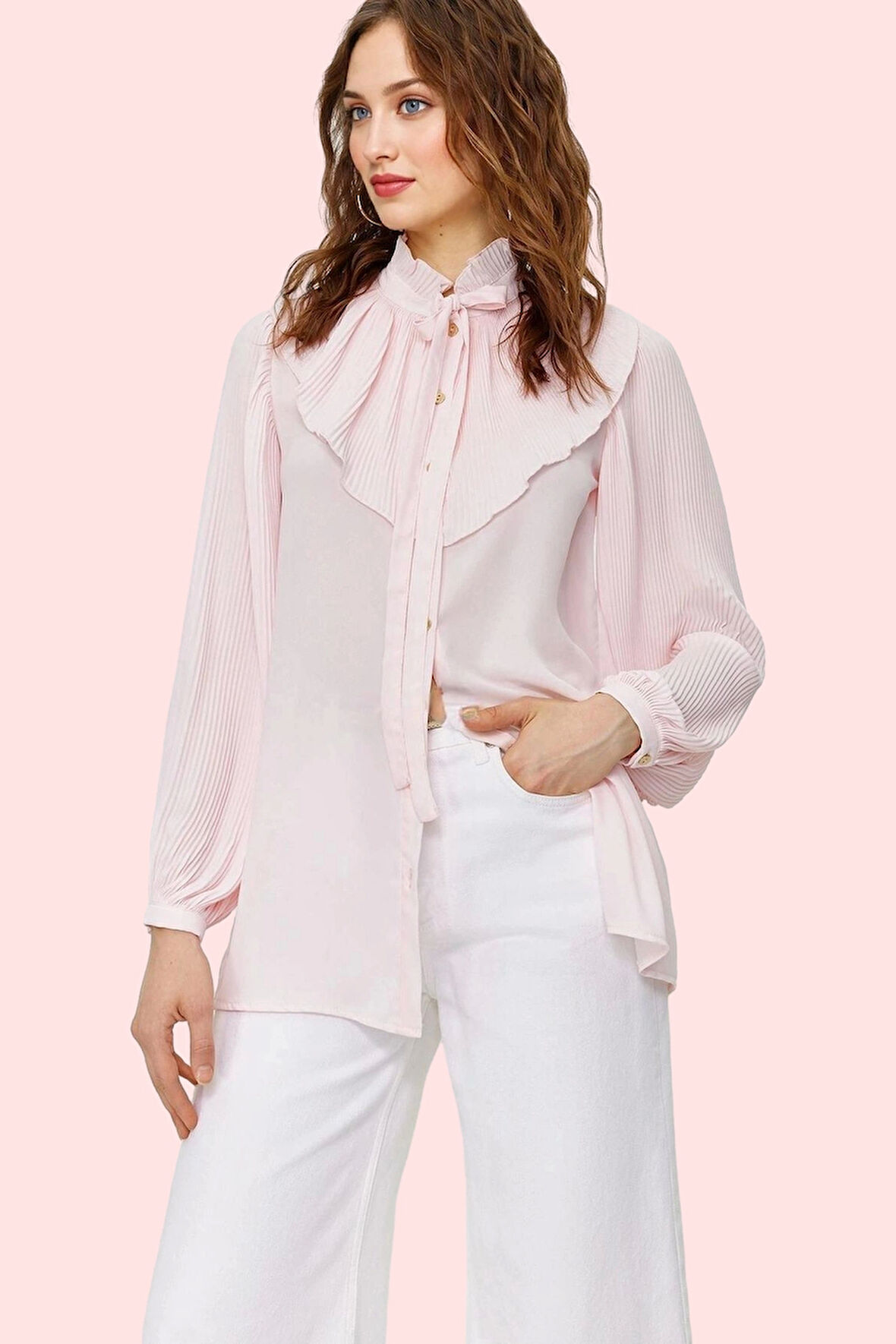 Kadın Relaxed Kalıp Uzun Kollu Şifon Gömlek Hakim Yaka Günlük Kullanım Yaz Aylarının Vazgeçilmezi