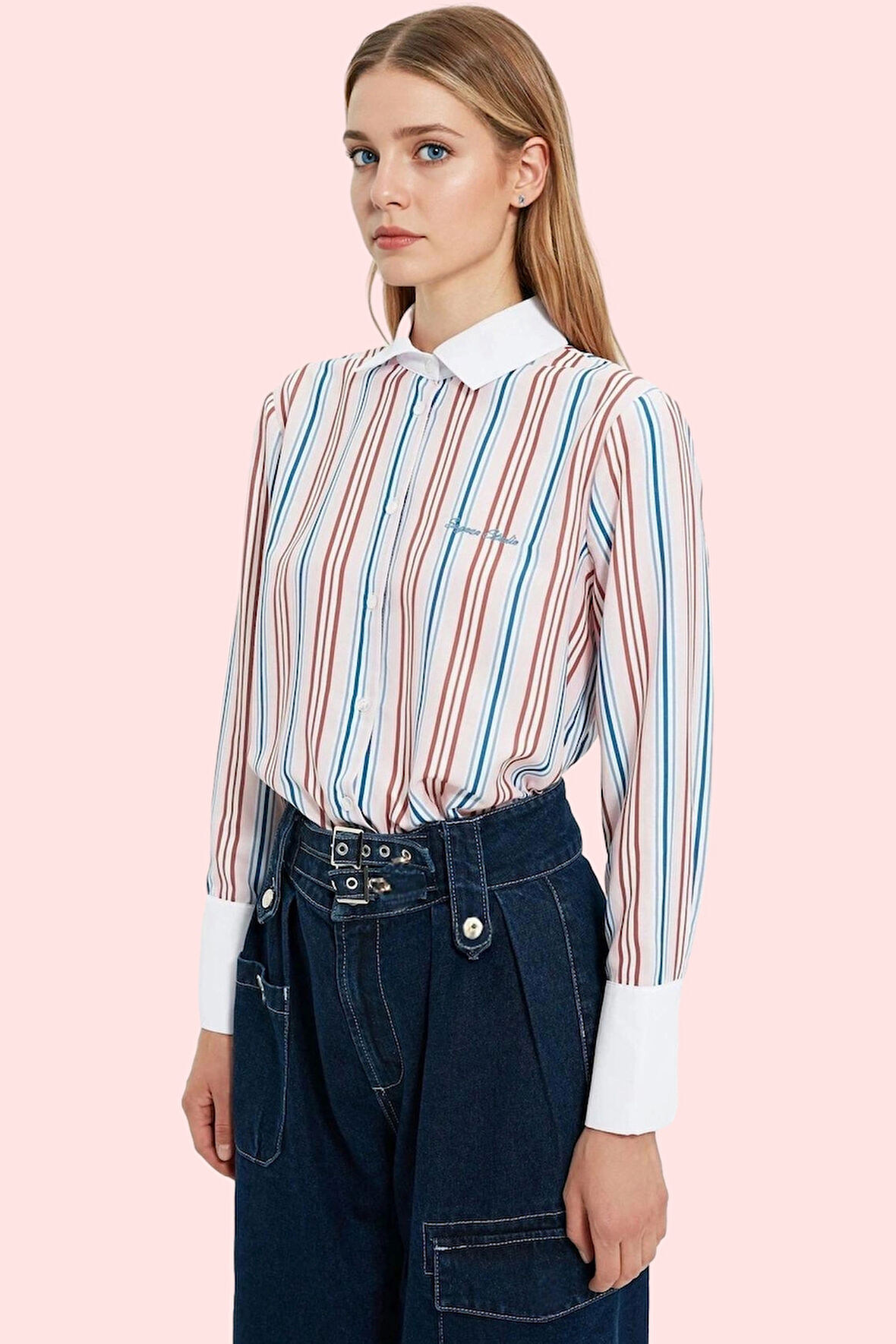 Kadın Gömlek Yaka Çizgili Desenli Poplin Günlük Ve İş Hayatı İçin Yaz Aylarının Vazgeçilmezi