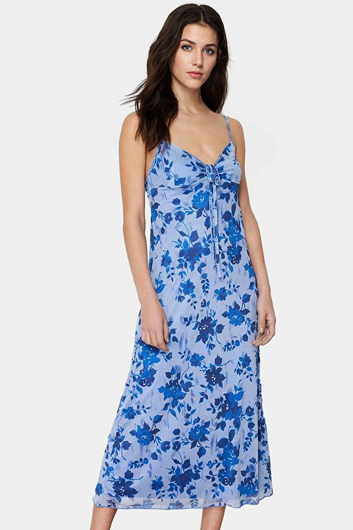 Rahat Örme Maxi Elbise Çiçek Desenli A Line Kalıp Yazlık Konforlu Kesim