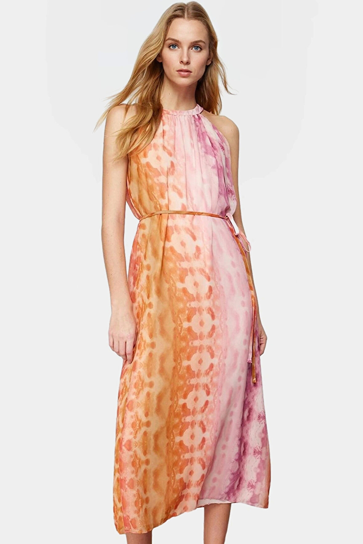 Maxi Boy Halter Yaka Şifon Elbise Düz Kesim Reglan Kol Yazlık Seçkin Malzeme Uzun Ömürlü